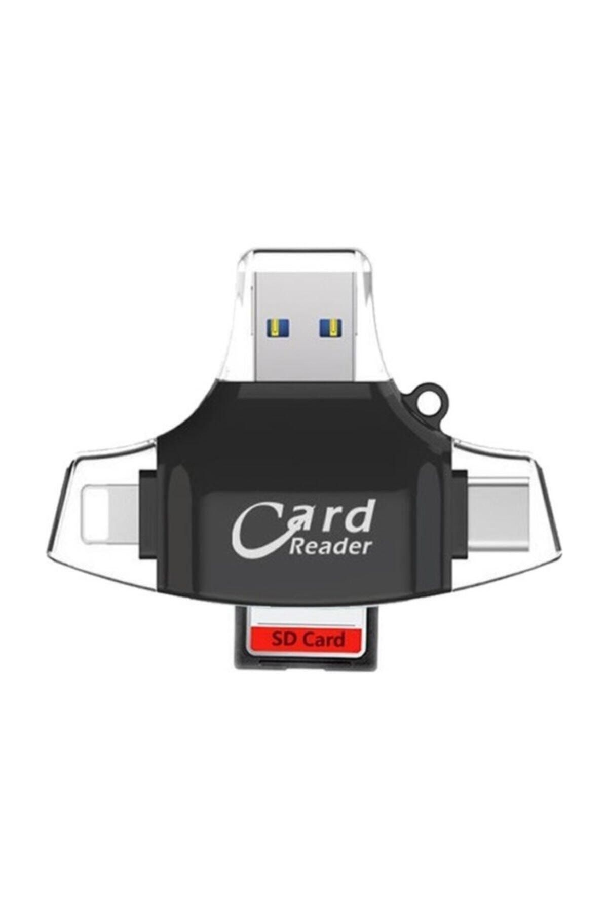 SAYWİN Card Reader Lightning Iphone + Microusb + Type-c Için Tf Ve Sd Kart Okuyucu