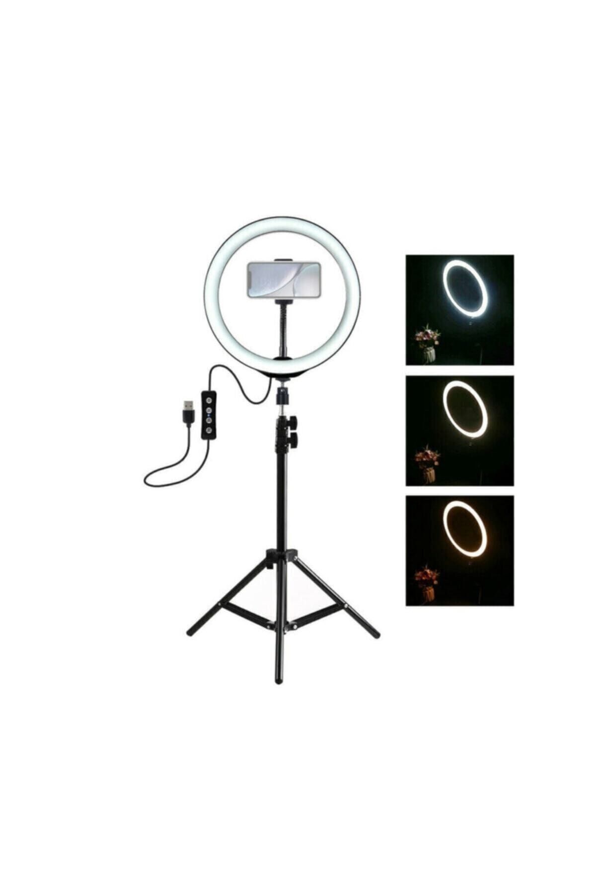 OKMORE Teknomarketim Youtuber Makyaj Selfie Işığı,kuaför Make Up Aynalı Ring Light Led Stand Siyah