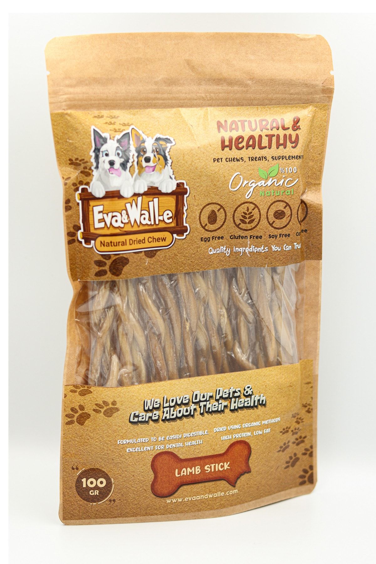 Eva & Wall-e Köpek Ödül Kemiği Kurutulmuş Lamb Stick Küçük Irk Köpekler Poodle için Örgülü