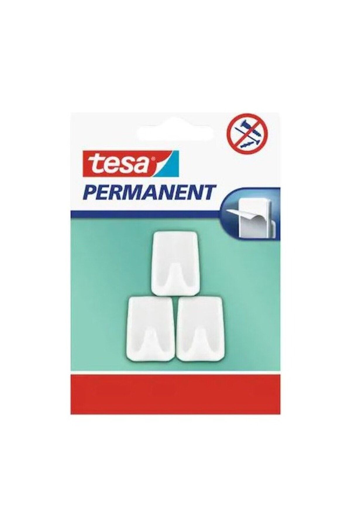 Tesa Permanent Askı Kendinden Yapışkanlı Plastik Küçük Dikdörtgen Beyaz (3 Lü Paket) 66606