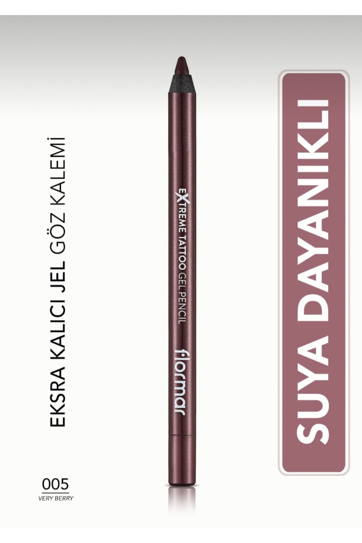 Flormar Mat Kalıcı Göz Kalemi (BORDO) - Extreme Tattoo Gel Pencil - 005 Very Berry