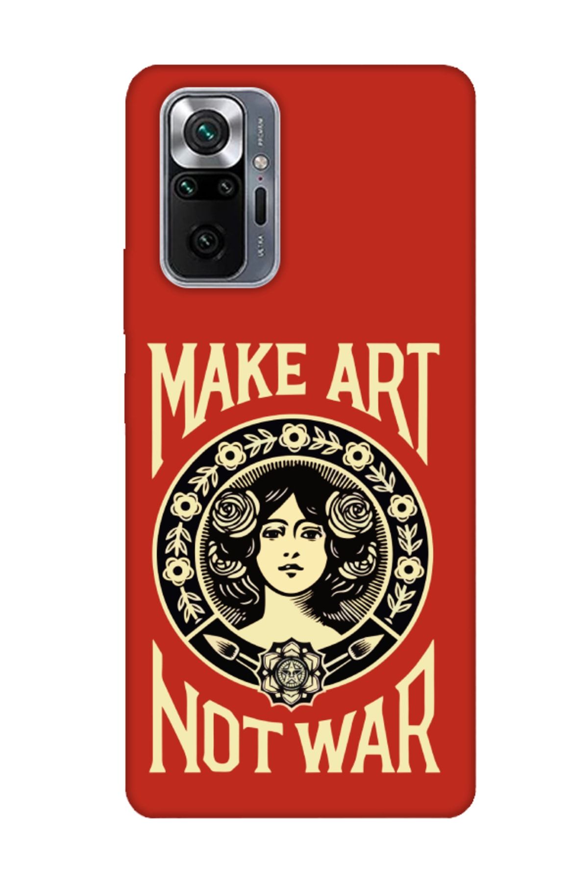 frondcase Redmi Note 10 Pro Make Art Not War Kırmızı Telefon Kılıfı