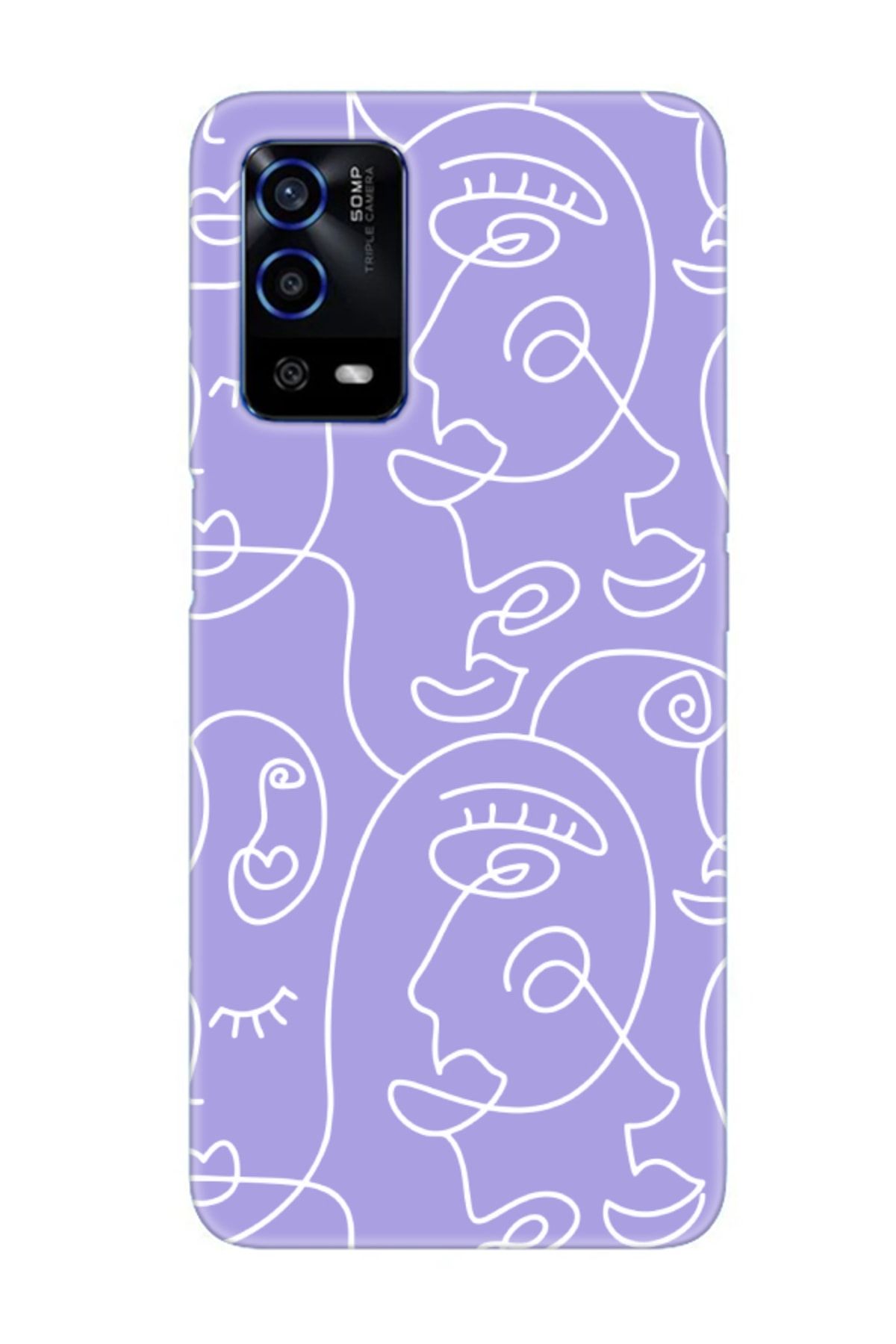 frondcase Oppo A55 Face Art Lila Telefon Kılıfı