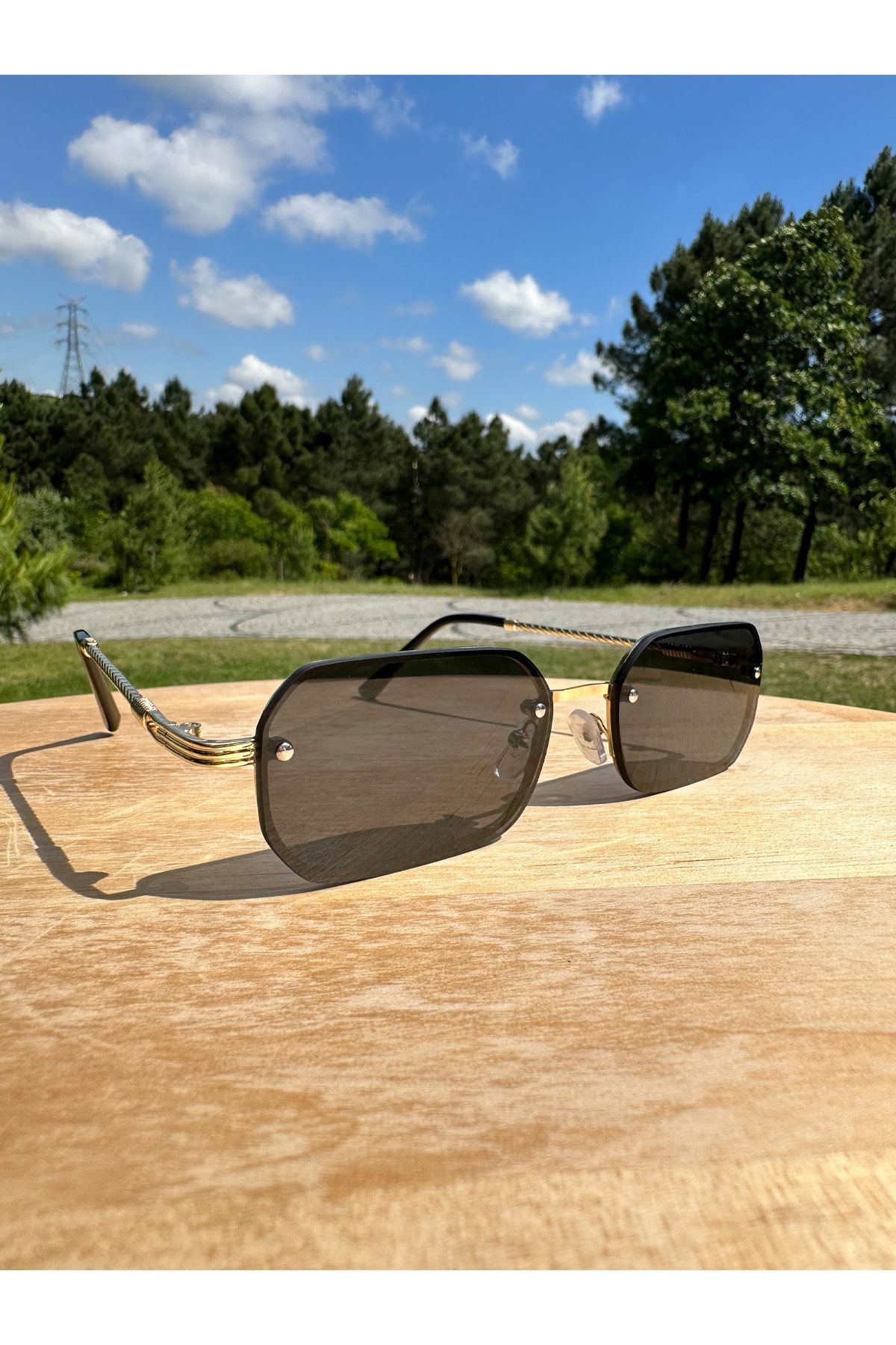VisionGlasses Vg016 Siyah Çerçevesiz Retro Unisex Güneş Gözlüğü