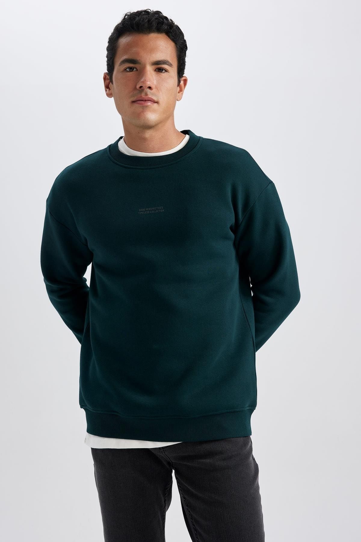 Defacto Boxy Fit Bisiklet Yaka Baskılı Sweatshirt X8282az23au