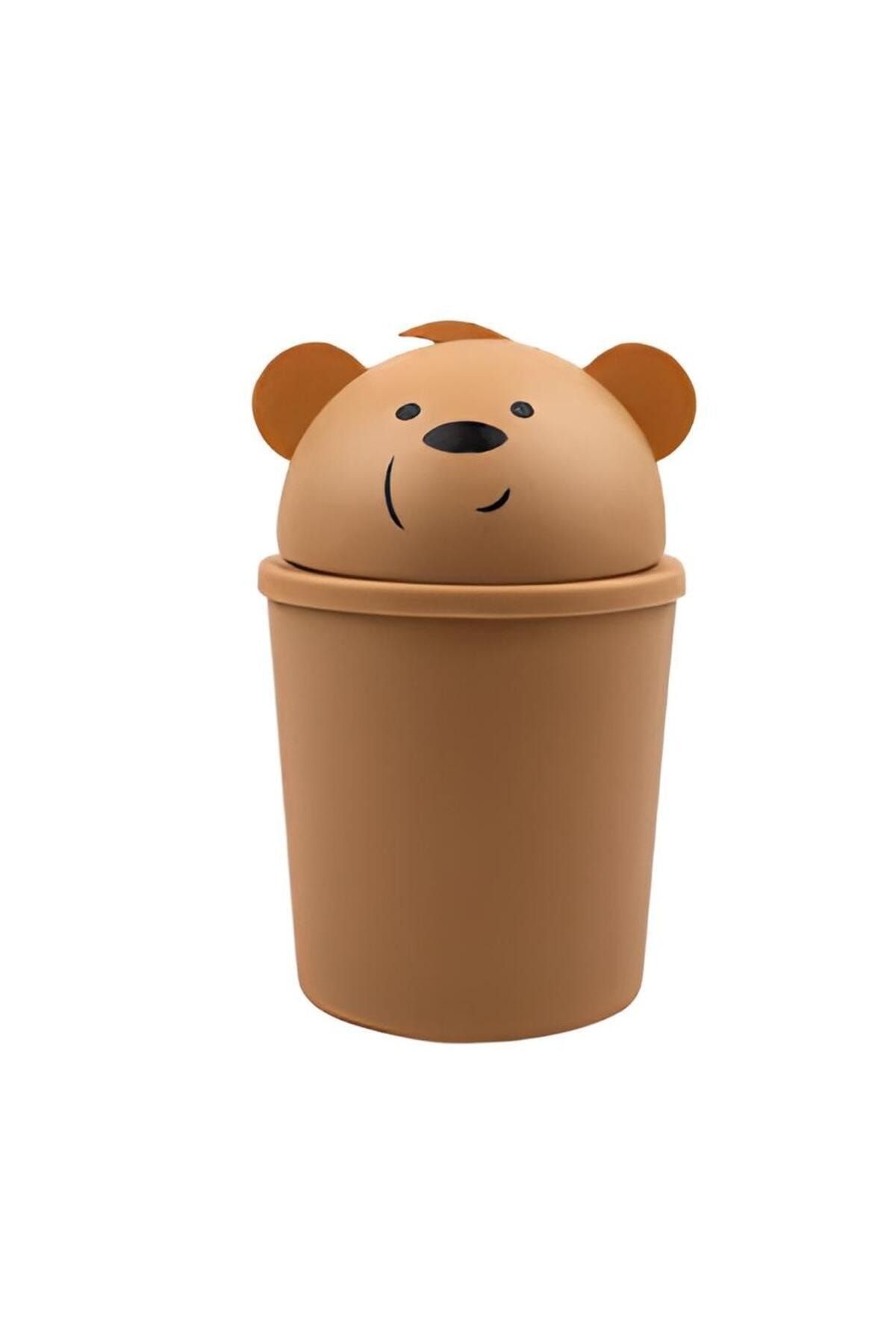 bk&tk design Ayıcık Çöp Kutusu Kahverengi - Bileklik Hediyeli Çocuk Odası Çöp Kutusu Kovası Küçük Masaüstü