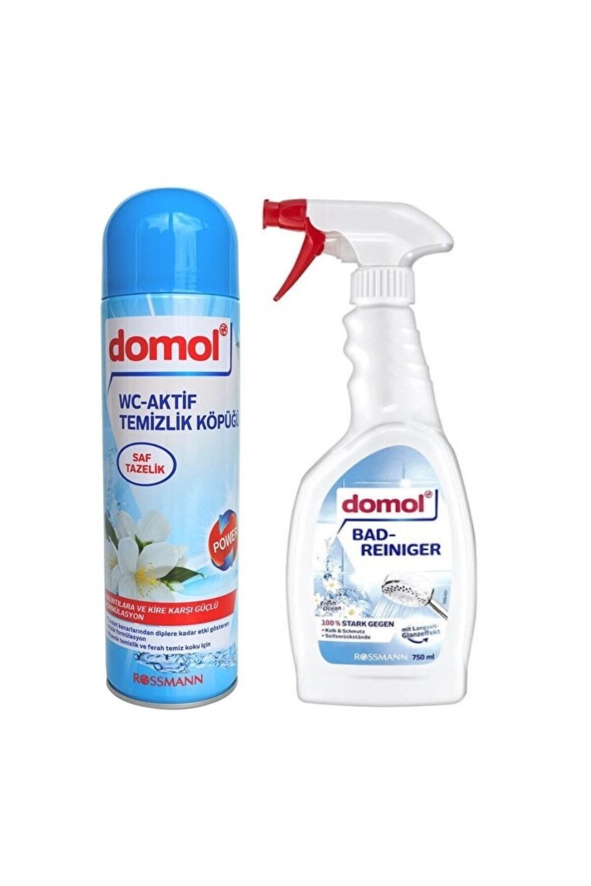 Domol Tuvalet Temizleyici Köpük Saf Temizlik 500 ml + Banyo Yüzey Temizleyici Okyanus Ferahlığı 750 ml