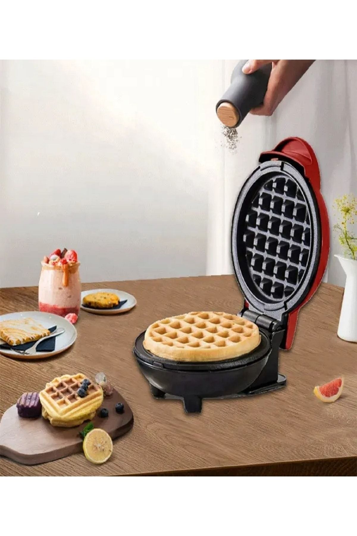 chef desing Mini Waffle Makinesı Paslanmaz Maker Kabarcık Yumurta Kek Fırın Kahvaltı Waffle Makinesi Pankek
