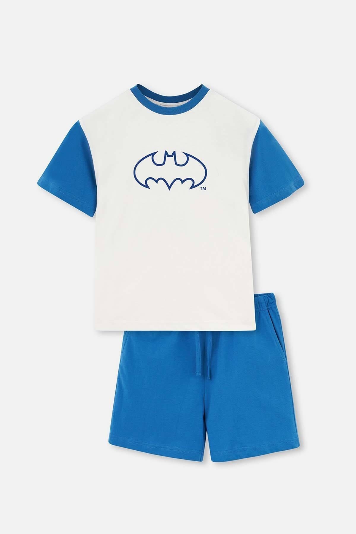 Dagi Beyaz Batman Baskılı Kısa Kollu Tişört Şort Pijama Takımı