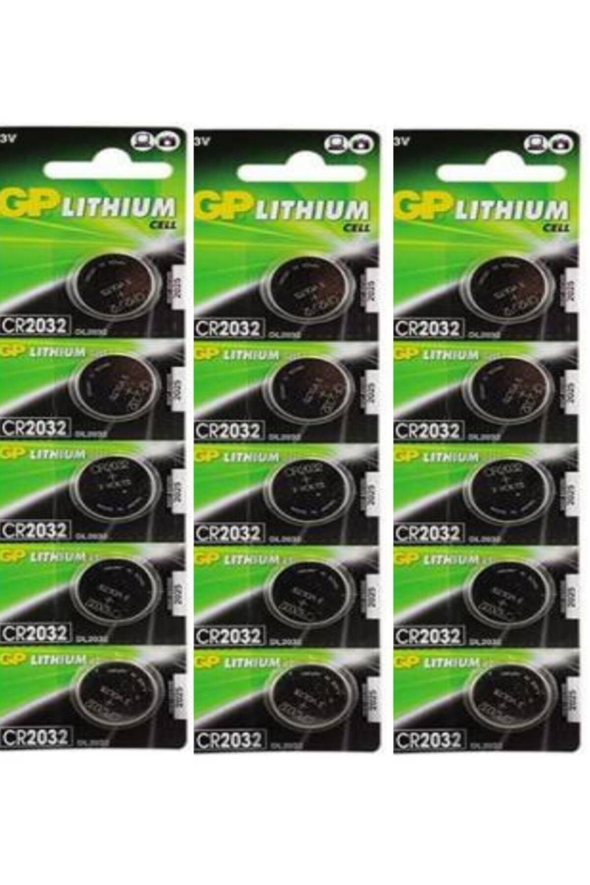 GP Batteries Gp 15 Adet 3 Volt Cr2032 Lityum Düğme Para Pil(dl2032 Bios-kepenk-kumandalithıum Pili)