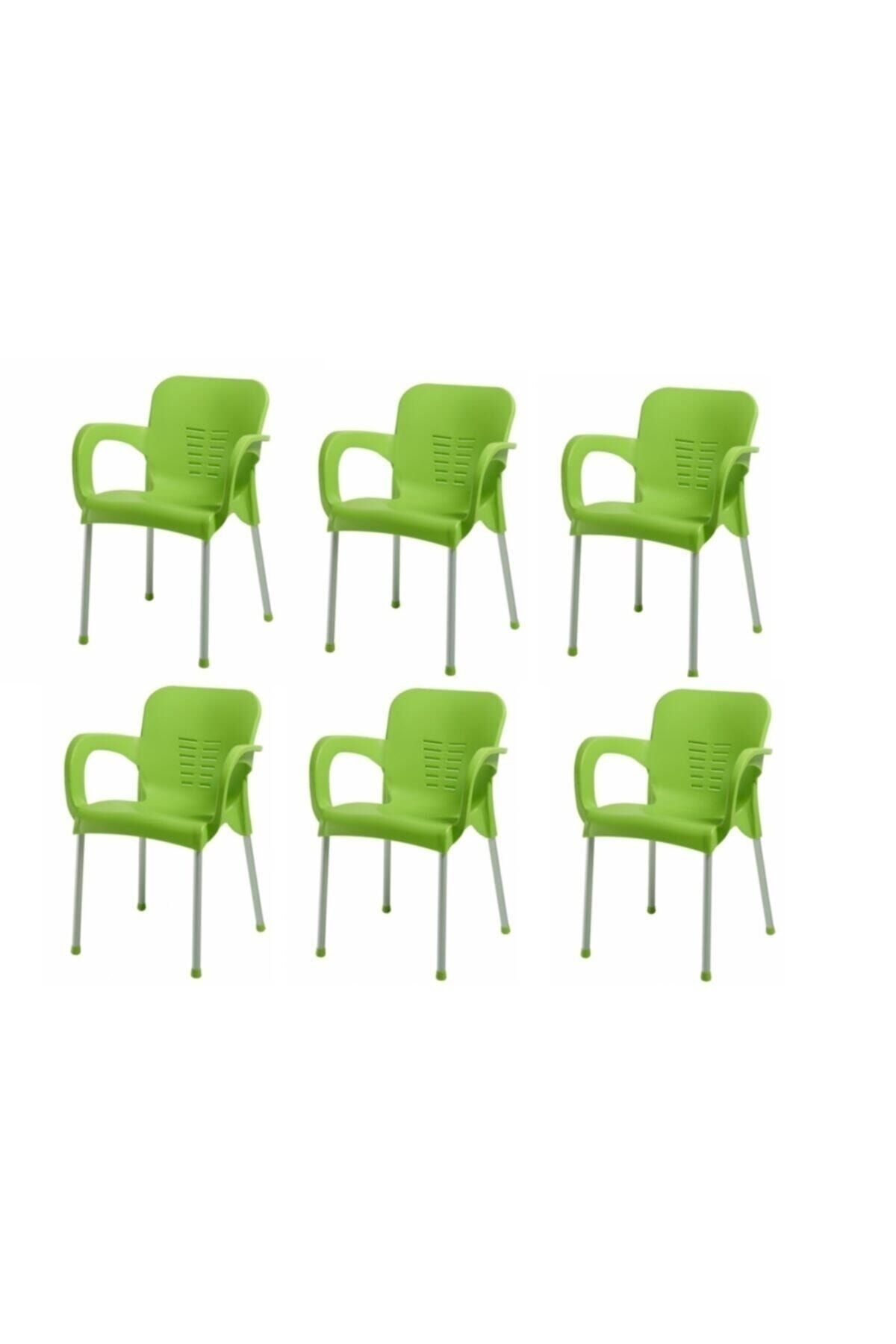 NetBazaars Plastik Sandalye 6 Adet Nobel Balkon Bahçe Kamp Mobilya (yeşil) Xömbx98