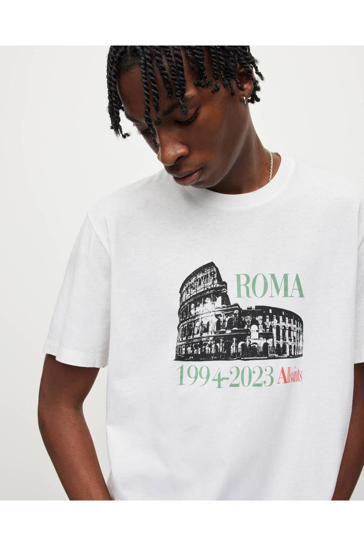 AllSaints Roma Crew Neck Printed Logo T-Shirt