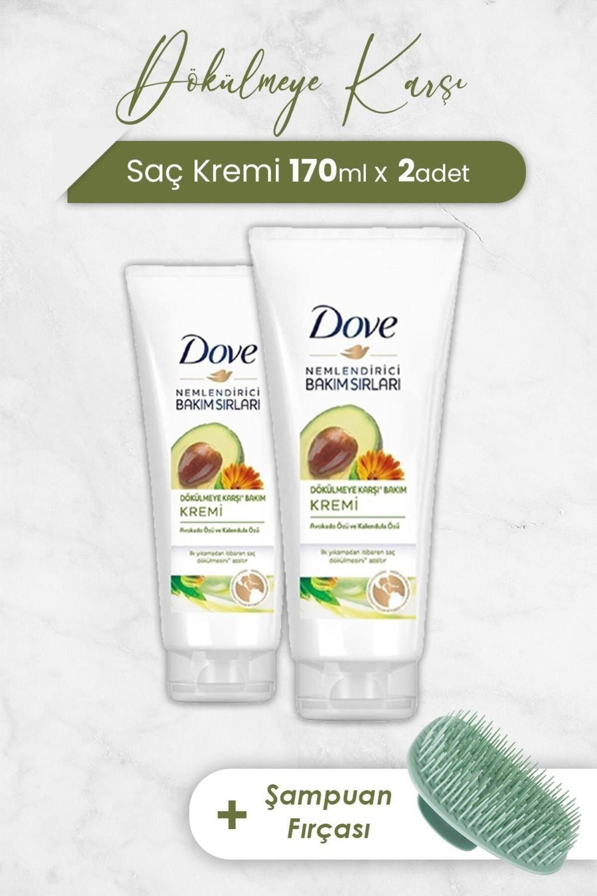 Dove Dökülmeye Karşı Saç Bakım Kremi 170 ml x 2 Adet ve Şampuan Fırçası
