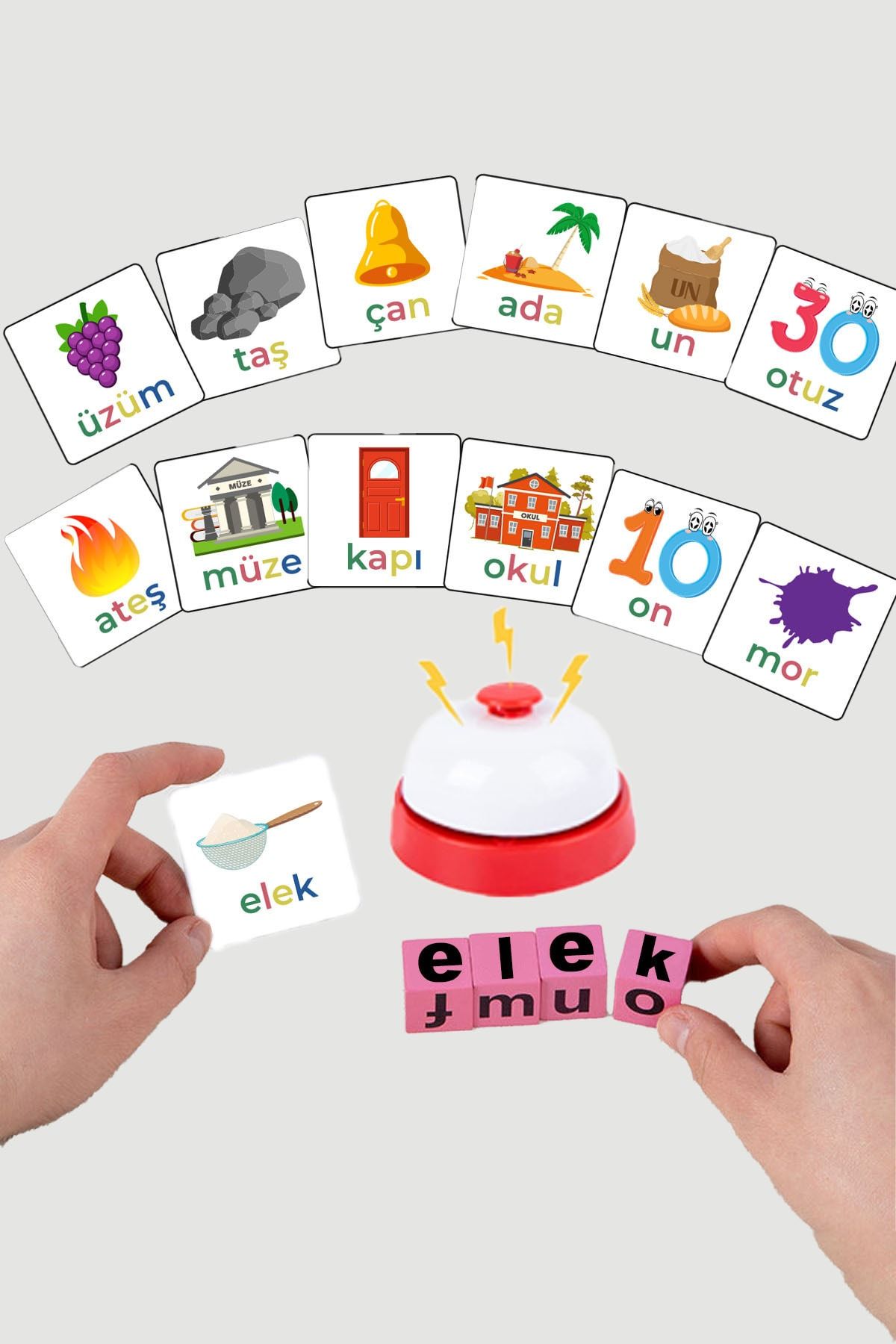 edoy Rubik Türkçe Bulmaca Zeka ve Görsel Hafıza Geliştirici Oyuncak 40 Adet Kart 16 Küp 1 Zil
