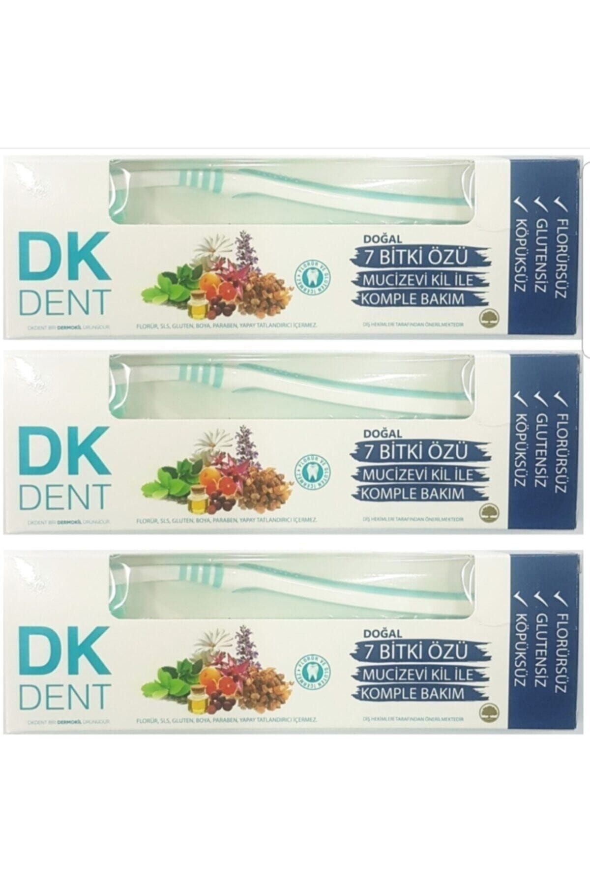 Dermokil Dk Dent Doğal 7 Bitki Özlü Diş Macunu + Diş Fırçası X 3 Set