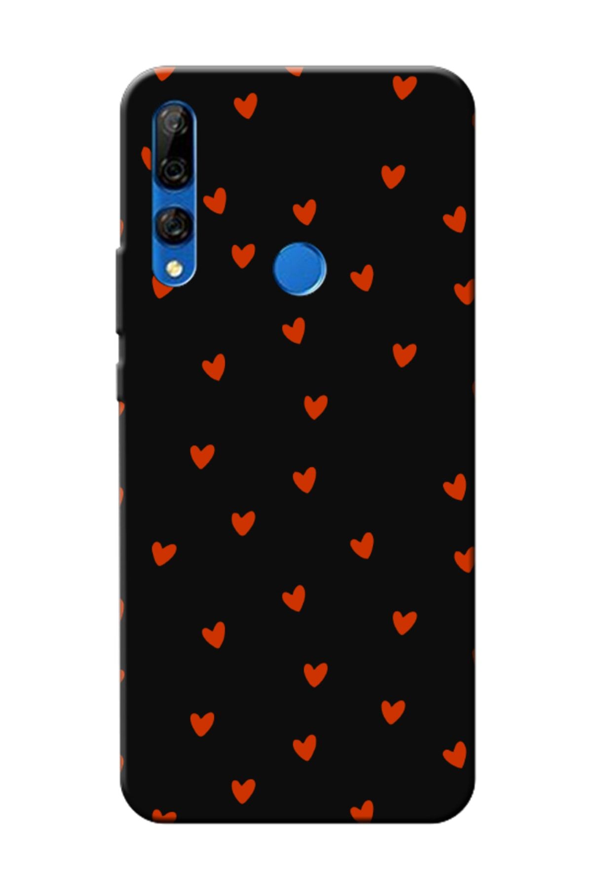 frondcase Huawei Y9 Prime 2019 Minik Kalpler Siyah Telefon Kılıfı