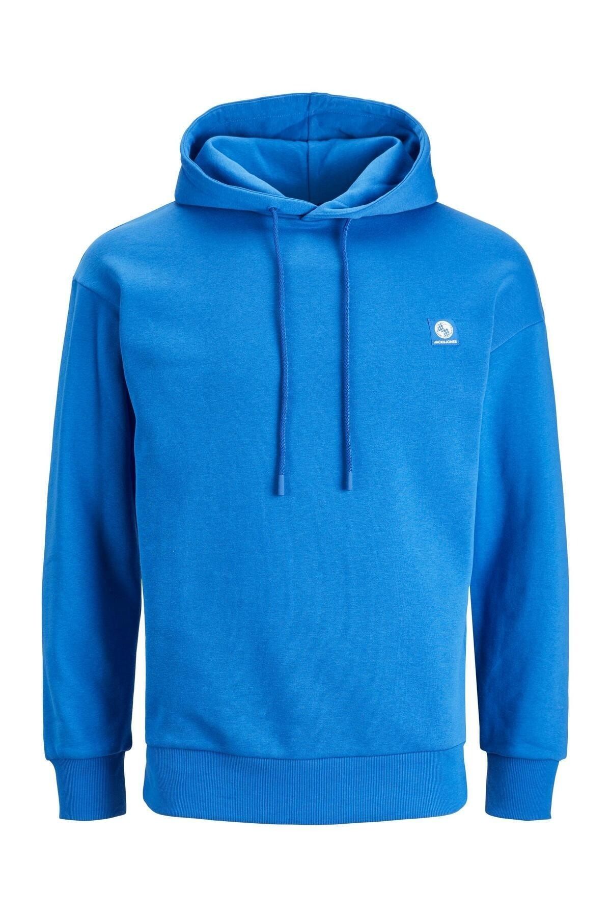 Jack & Jones Jack Jones Unseen Backprınt Sweat Hood Erkek Mavi Sweatshirt 12242247-07