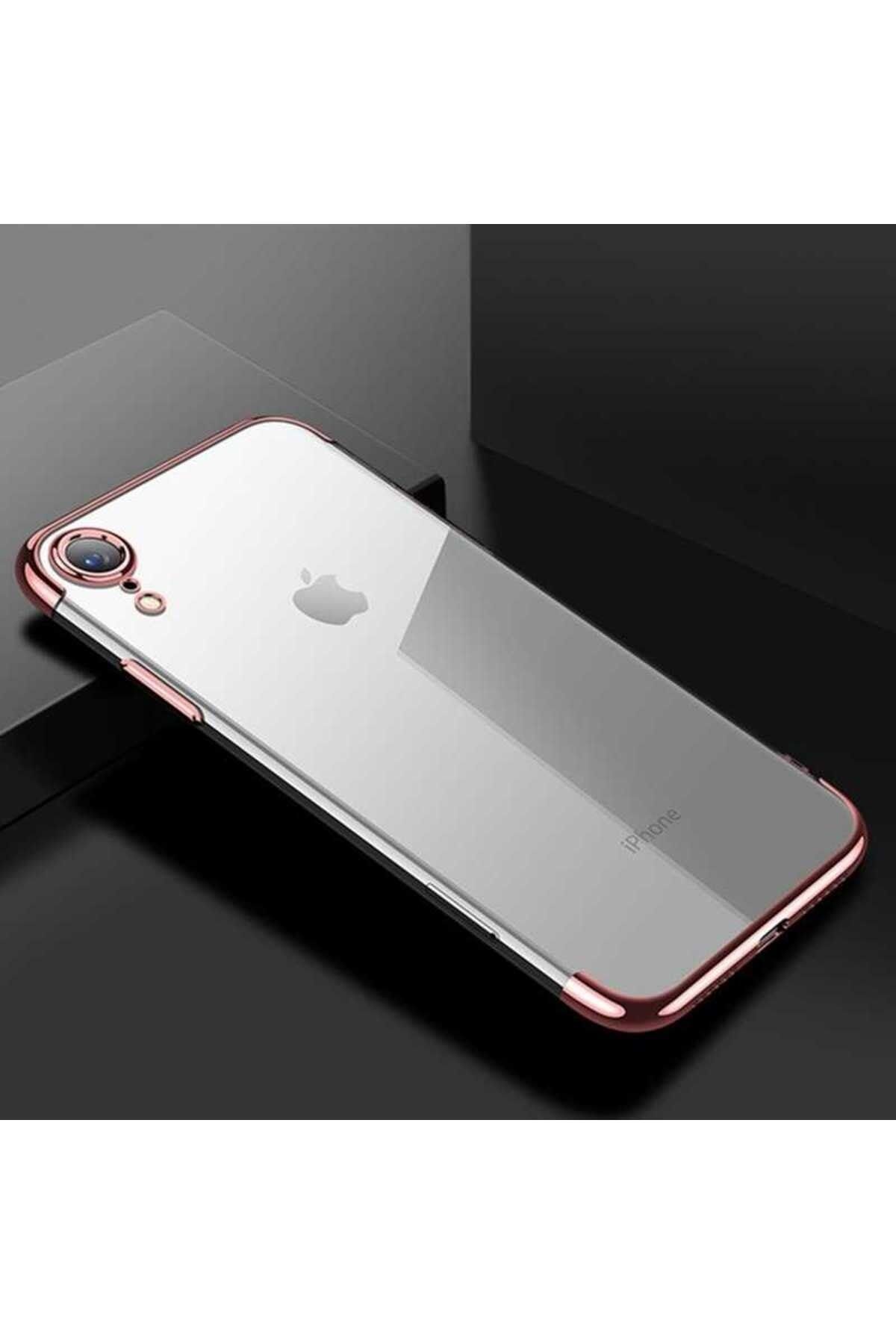 ZM STORE Apple iPhone XR 6.1 Kılıf Kenarları Lazer Renkli Yumuşak Şeffaf Silikon Kapak
