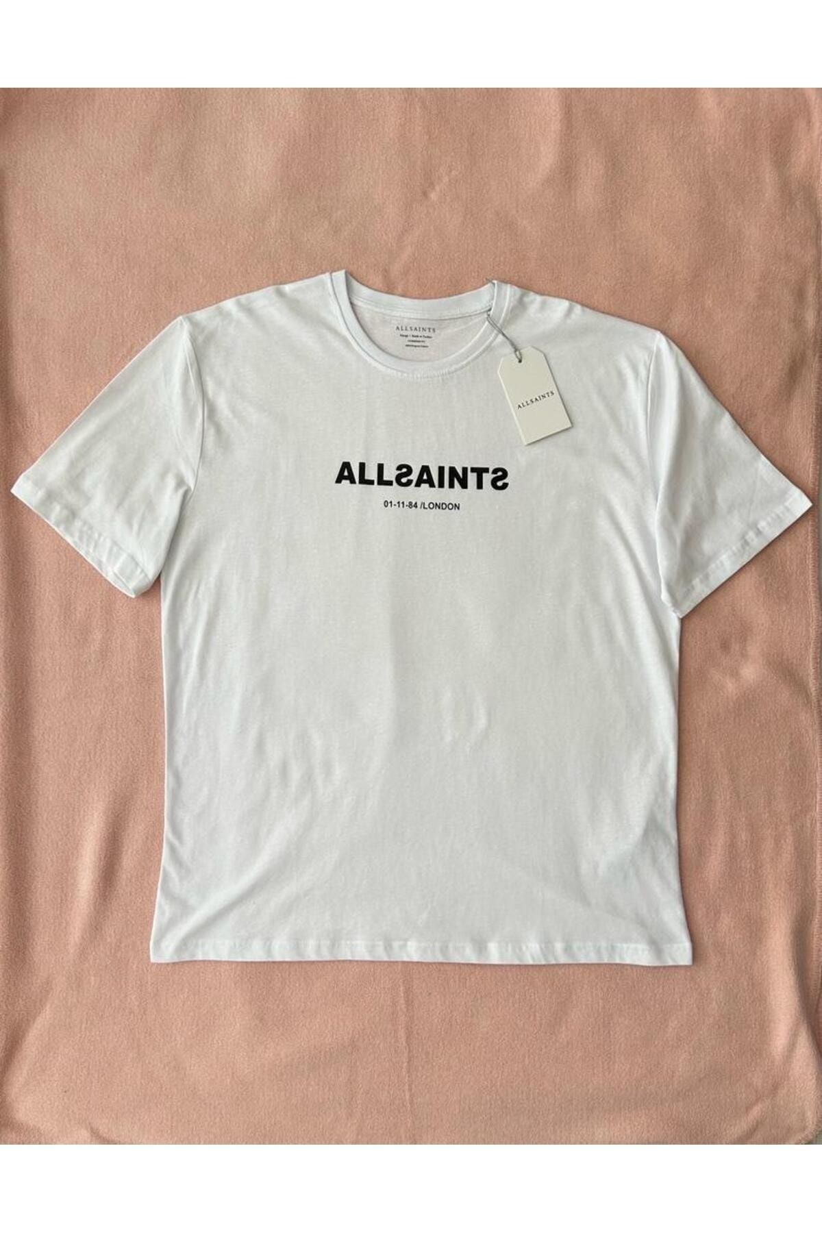 AllSaints Subverse Oversized Crew Logo Beyaz T-Shirt
