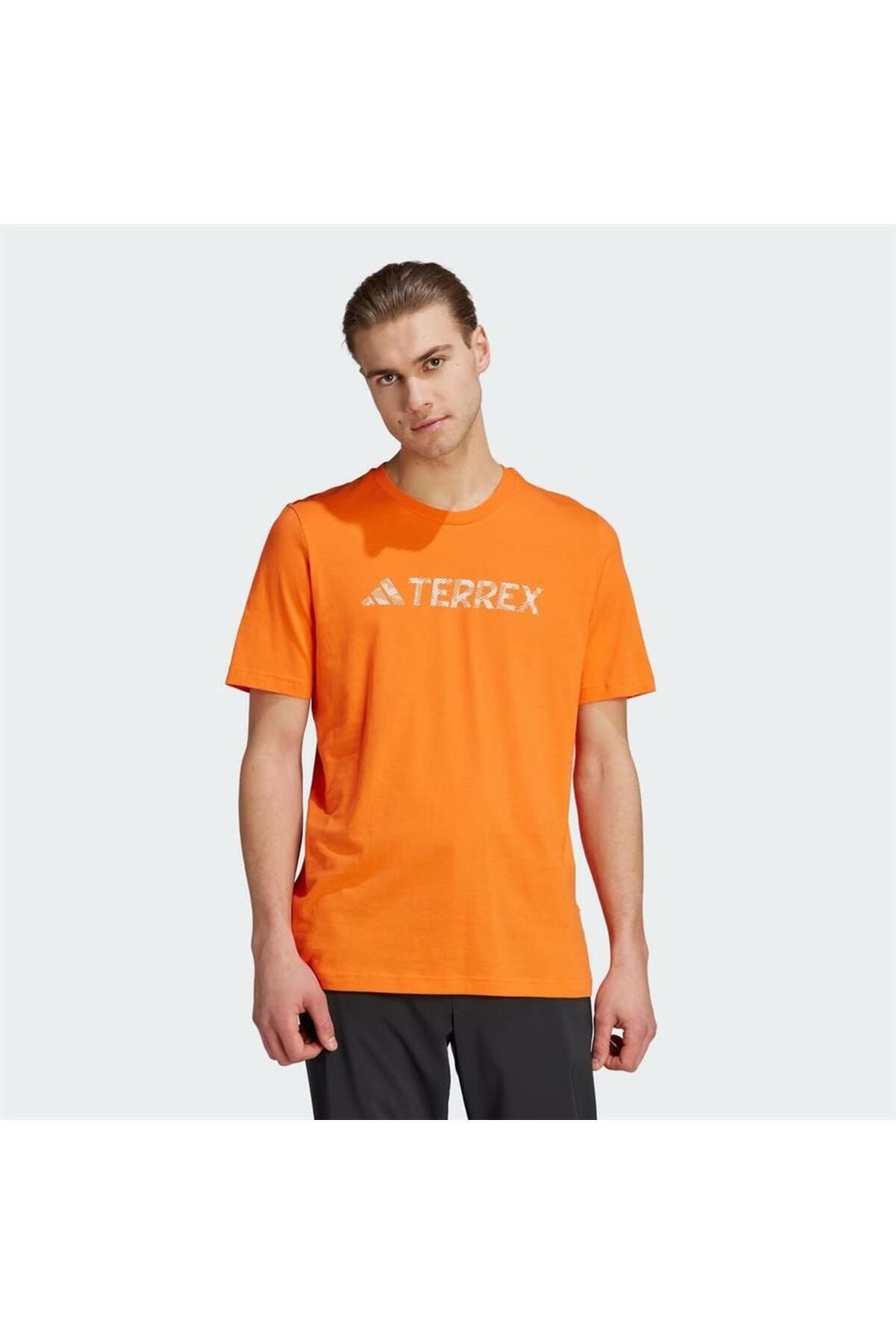 adidas TX Logo Tee Erkek Tişört Turuncu HY1694