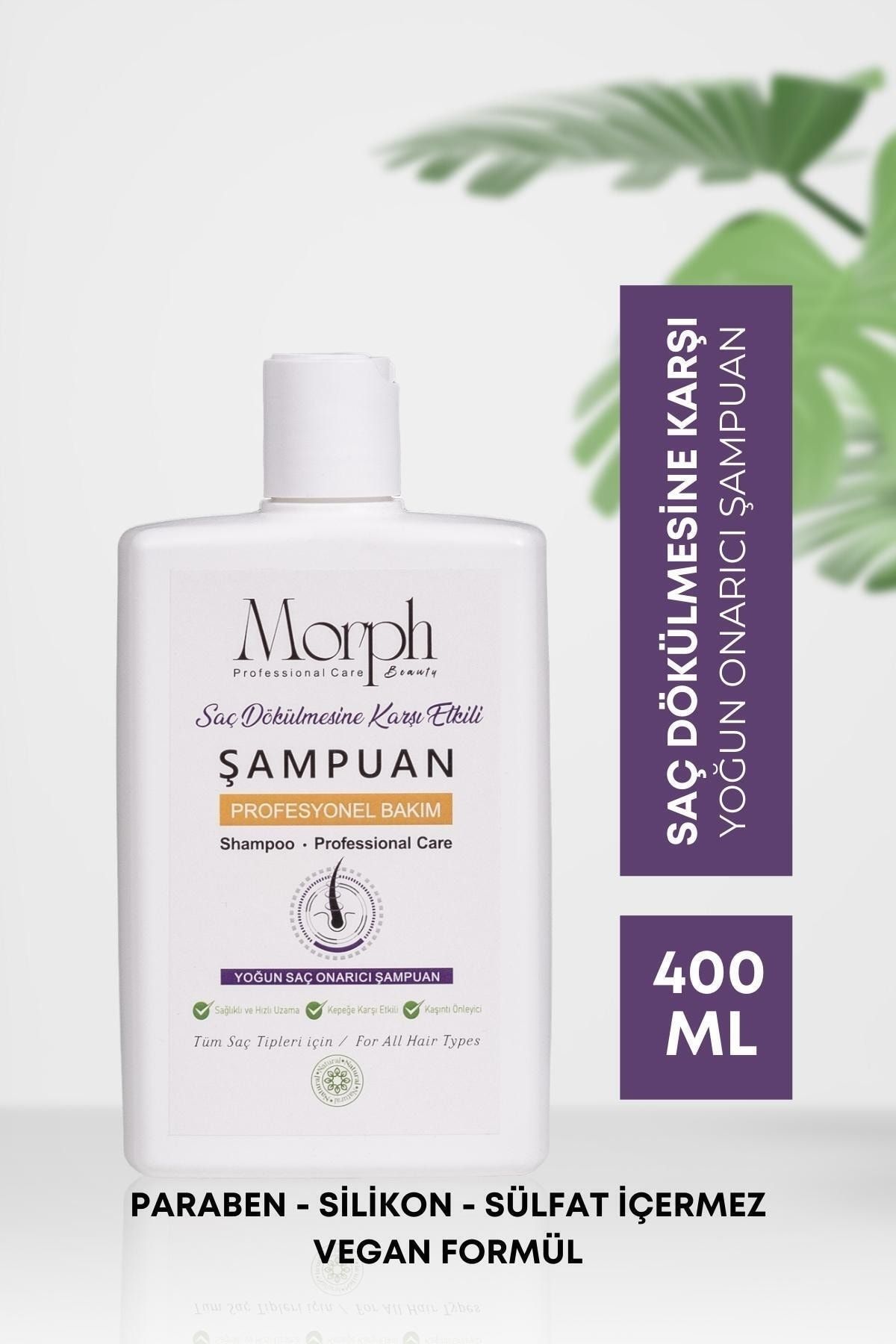 morphbeauty Bitkisel, Sülfatsız Tuzsuz Saç Dökülmesine Karşı Kepek Karşıtı Yoğun Onarıcı Şampuan 400 ml