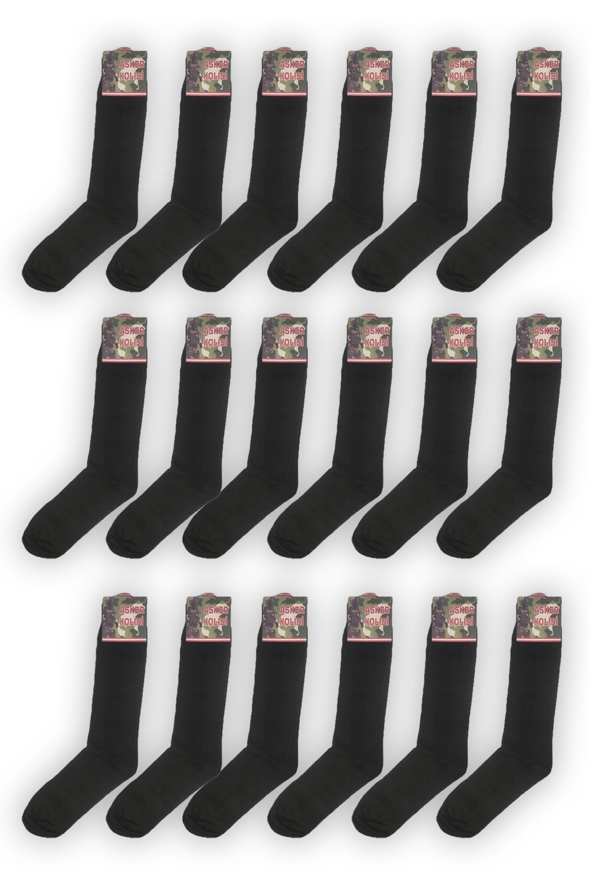 Asker Kolisi 18'li Siyah Asker Çorabı - Havacı Askeri Malzeme - Uzun Çorap