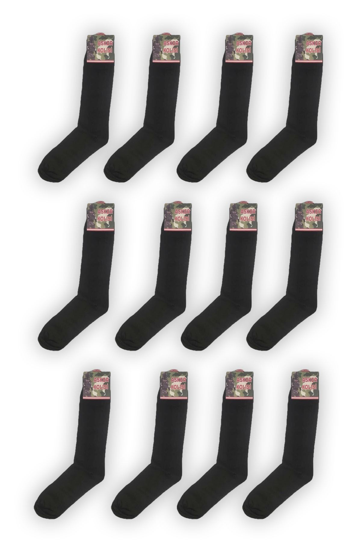 Asker Kolisi 12'li Siyah Uzun Asker Çorabı - Havacı Asker Malzemeleri
