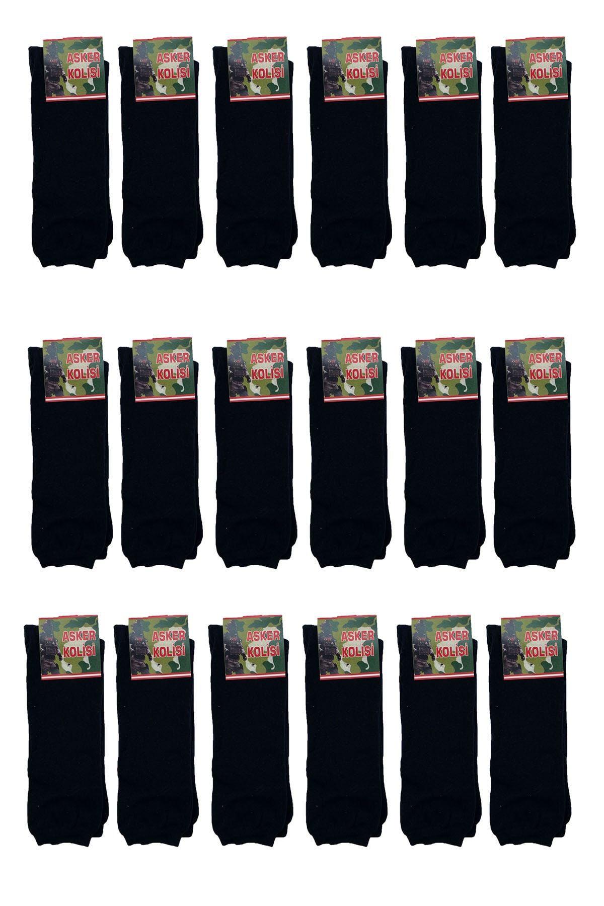 Asker Kolisi 18'li Siyah Havacı Kışlık Uzun Asker Çorabı - Havlu Çorap - Askeri Iç Giyim