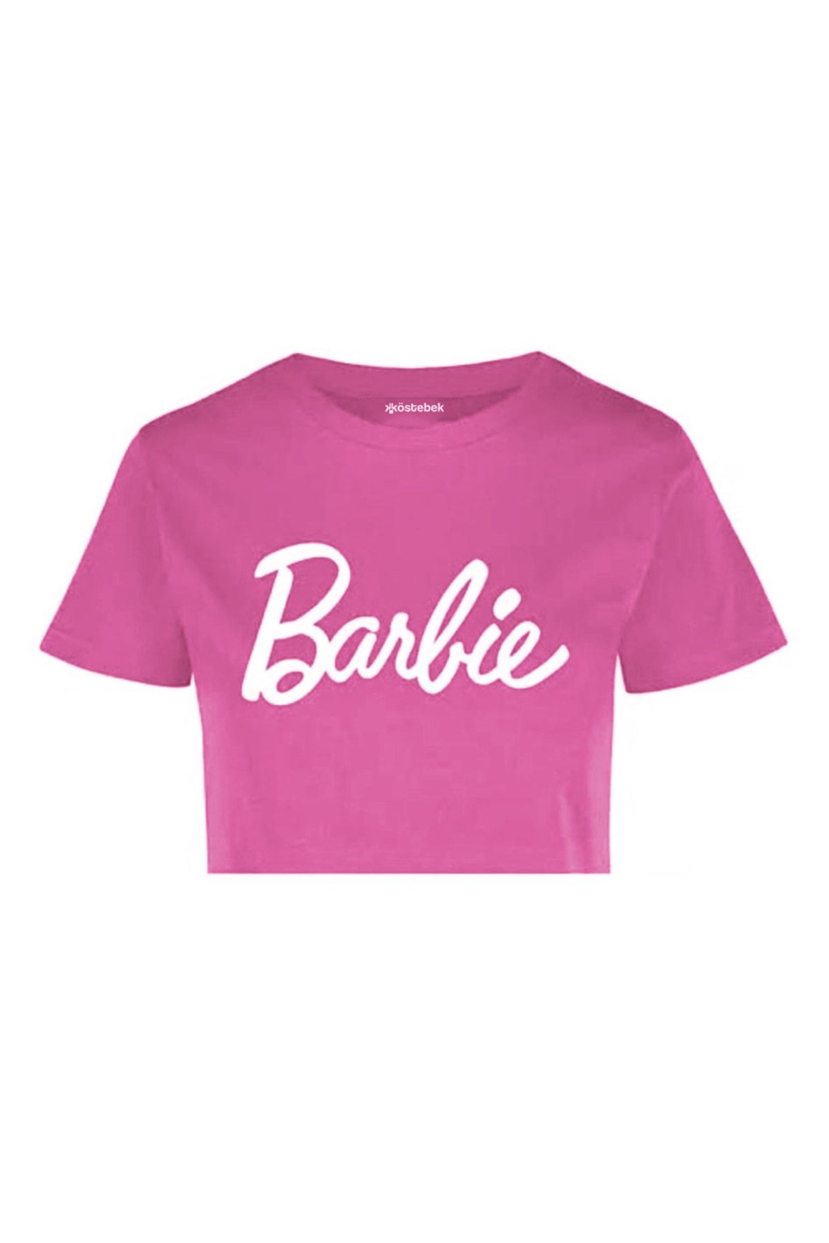 Köstebek Pembe Barbie Basic Yarım Crop T-Shirt