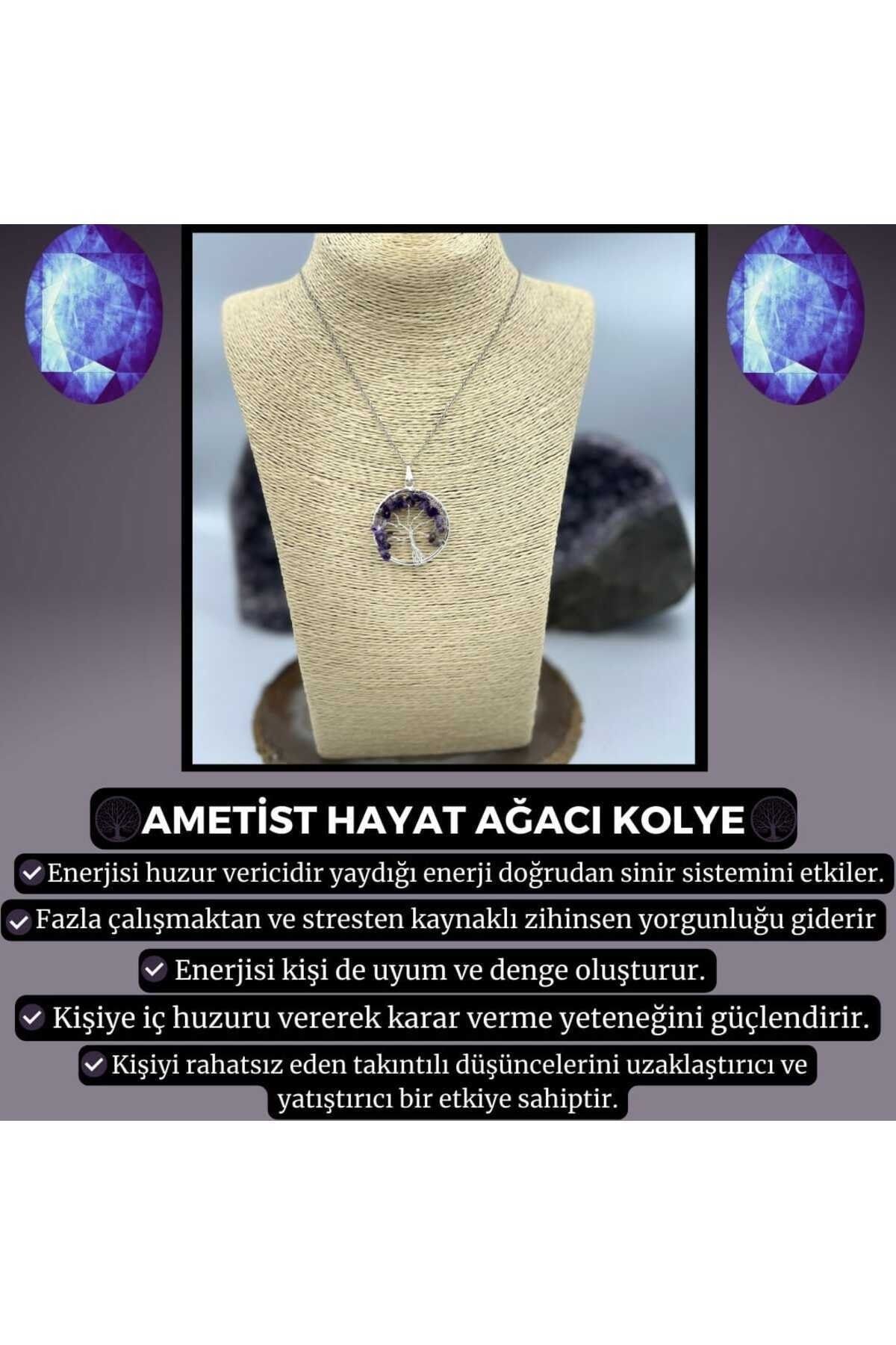 ŞİFAMTAŞ AMETİST HAYAT AĞACI KOLYE
