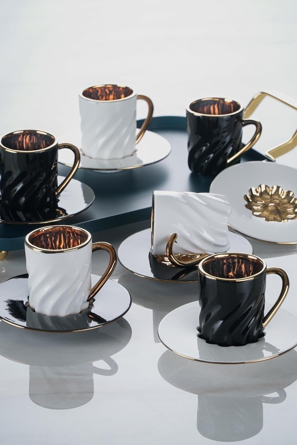 ACAR Honeymoon 6lı Porselen Kahve Fincanı Takımı Siyah