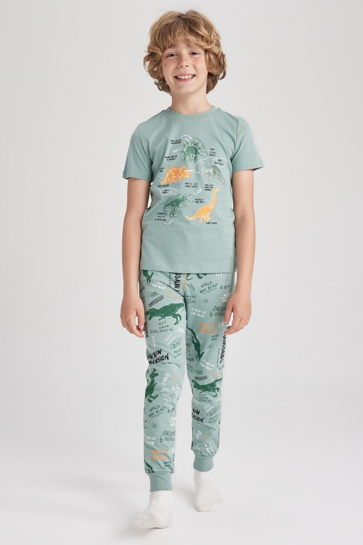 Defacto Erkek Çocuk Baskılı Kısa Kollu Pijama Takım