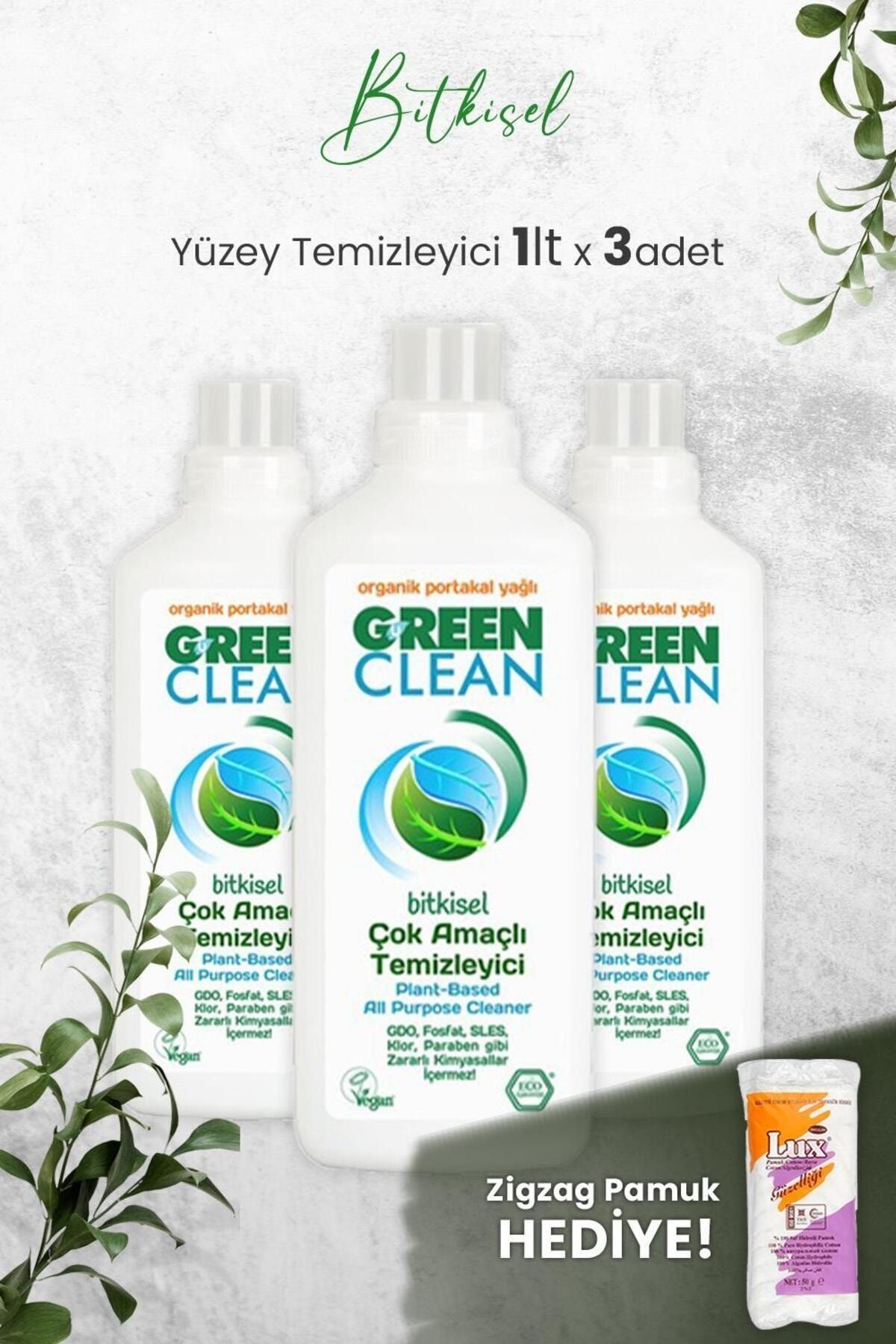 Green Clean Çok Amaçlı Yüzey Temizleyici Portakallı 1 Litre x 3 Adet