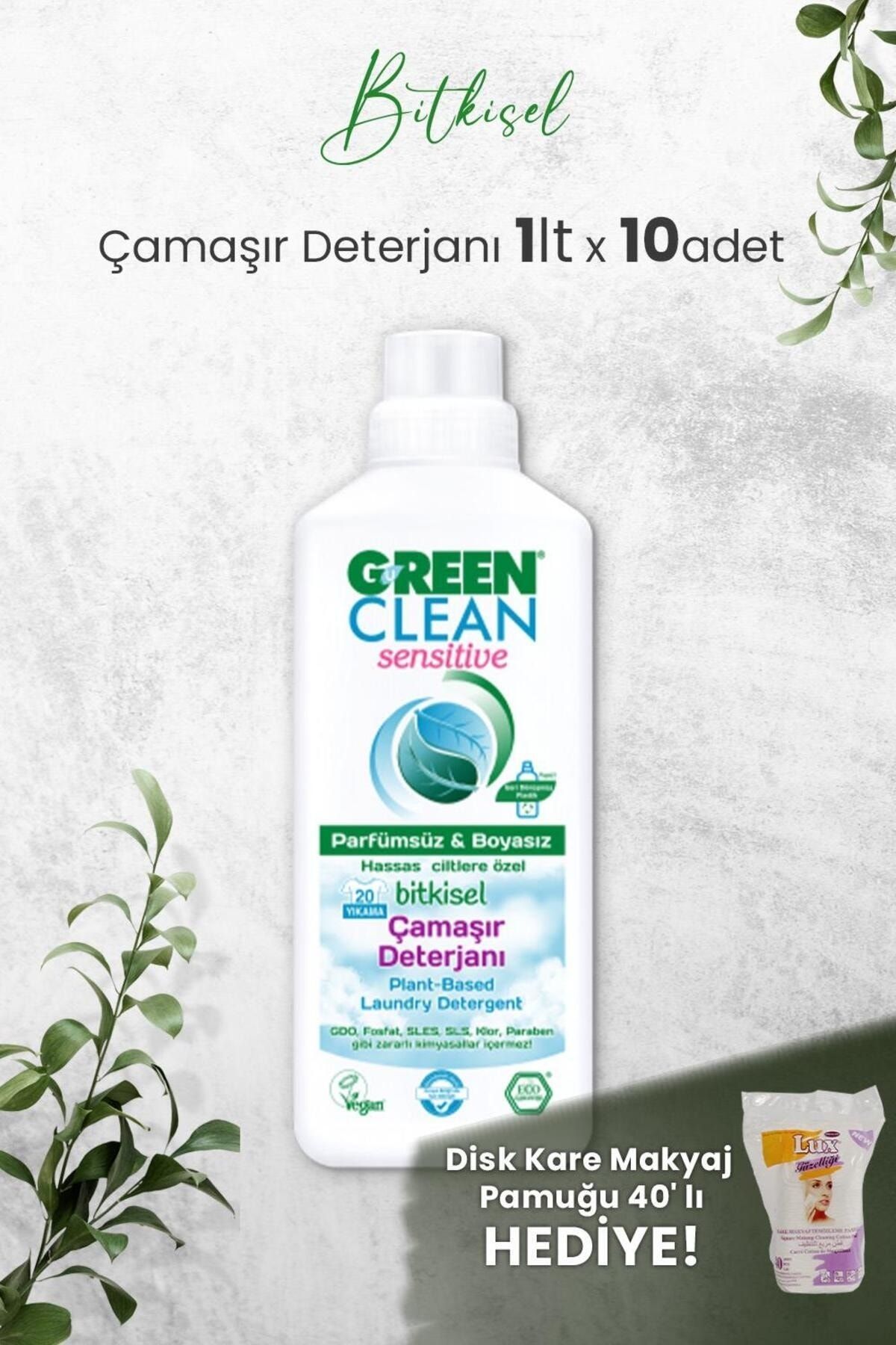 Green Clean Sensıtıve Kokusuz Çamaşır Deterjanı 1 L x 10 Adet