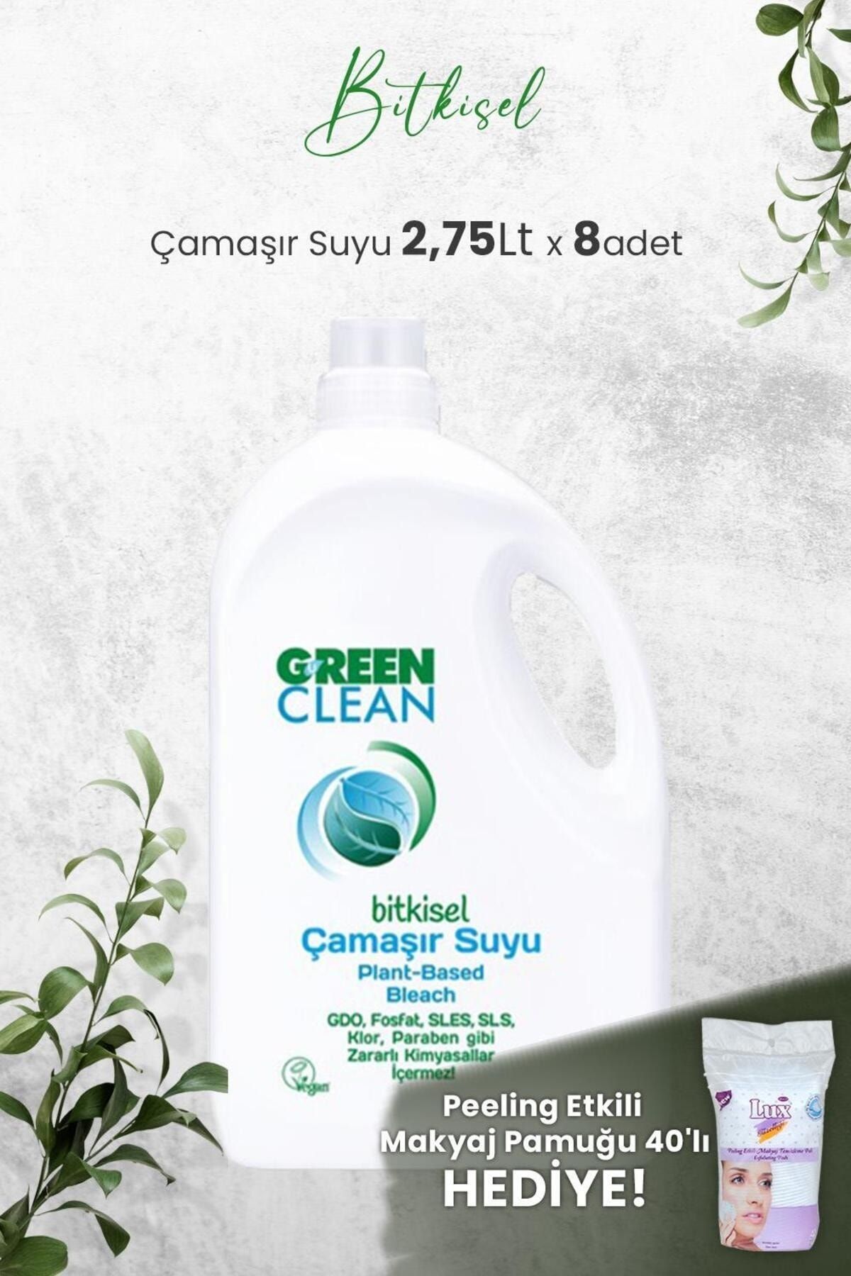 Green Clean Bitkisel Çamaşır Suyu 2,75 Lt x 8 Adet ve Hediyeli