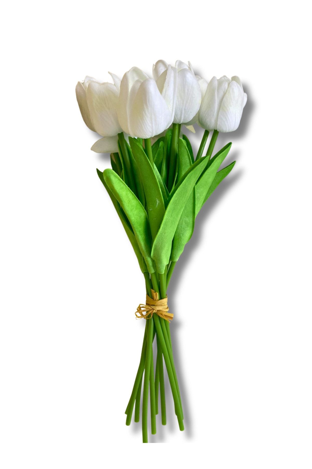 Cihan Çiçekçilik Yapay 10'lu Islak Lale Buketi 33 Cm Beyaz