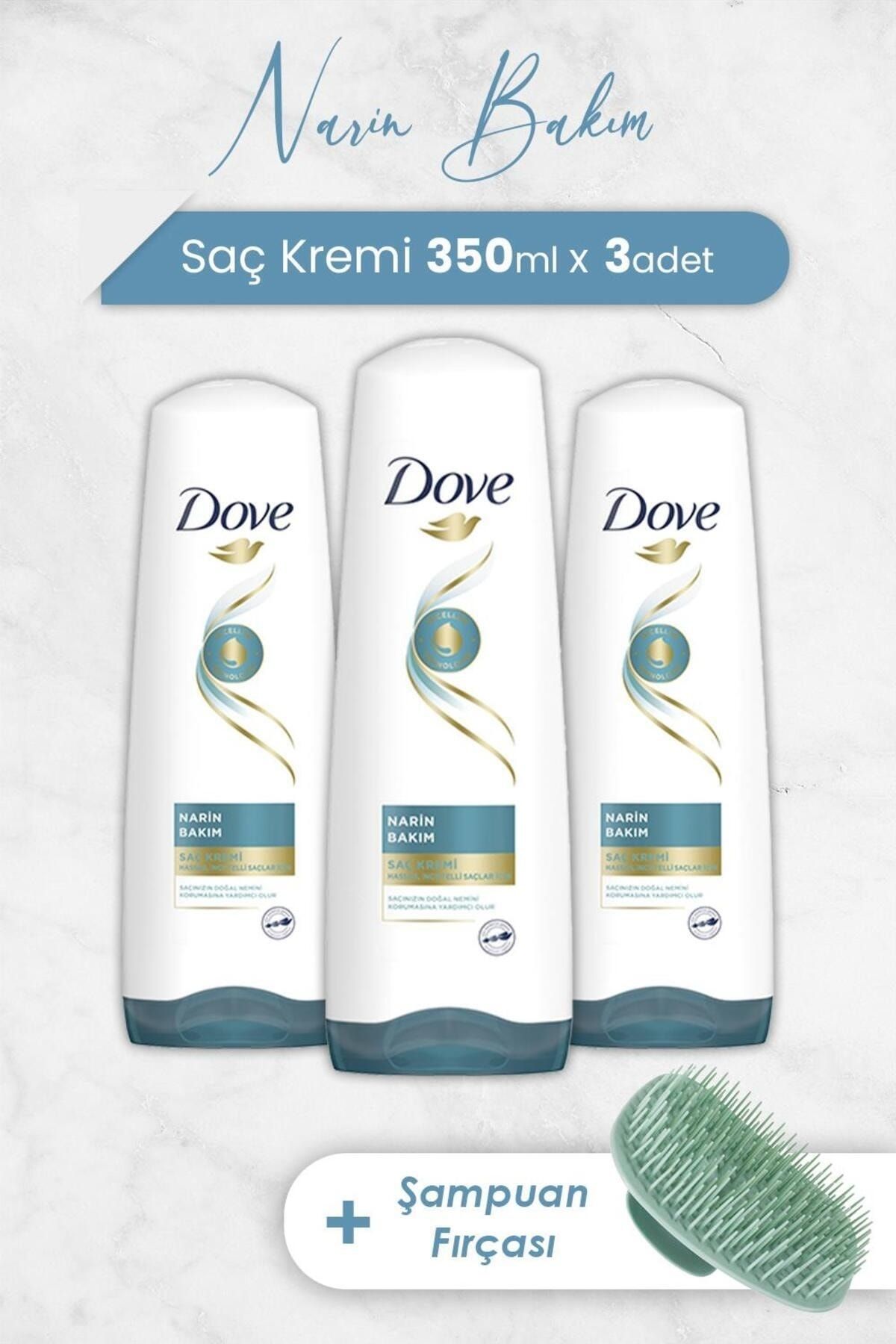 Dove Micellar Narin Bakım Saç Kremi 350 ml x 3 Adet ve Şampuan Fırçası