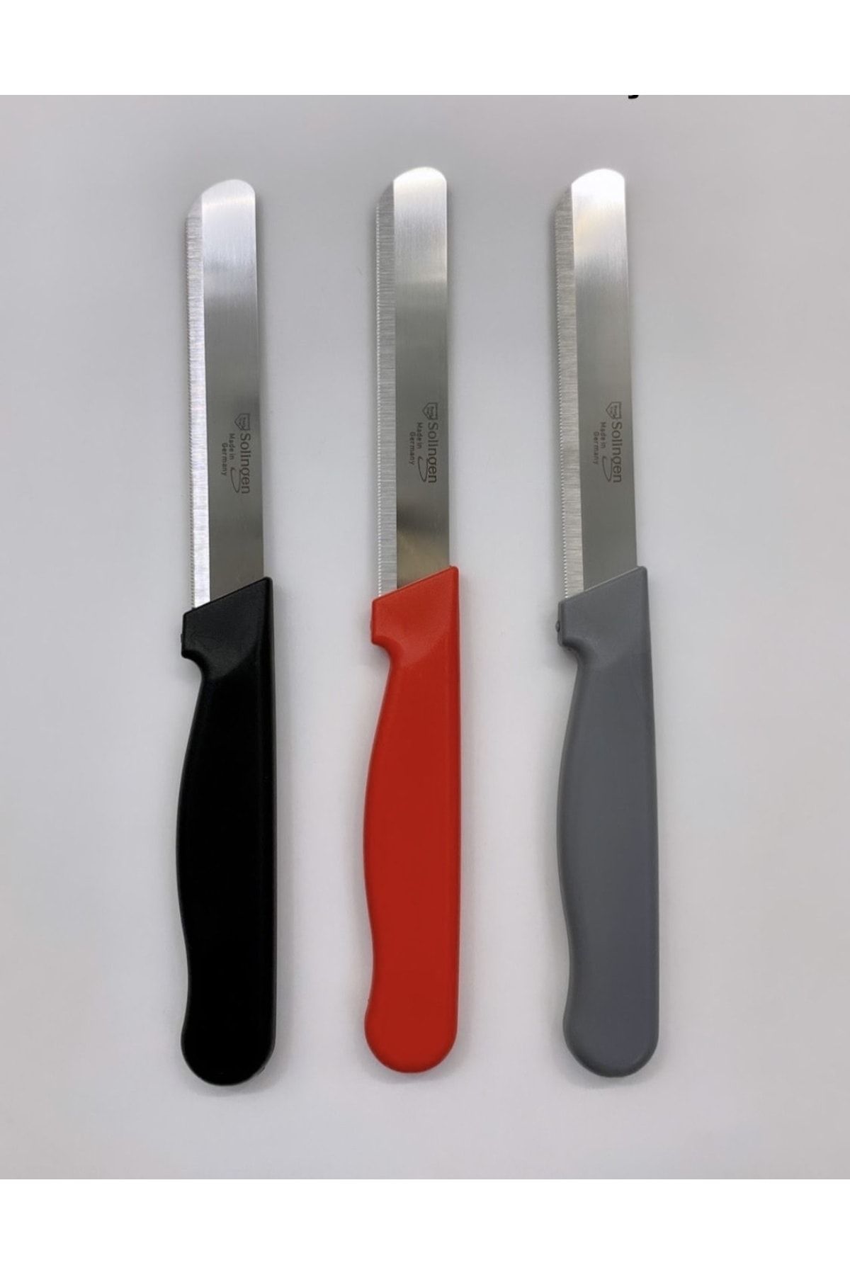 Solingen Micro Tırtıklı Doğrama Bıçağı 3’lü Siyah Kırmızı Gri