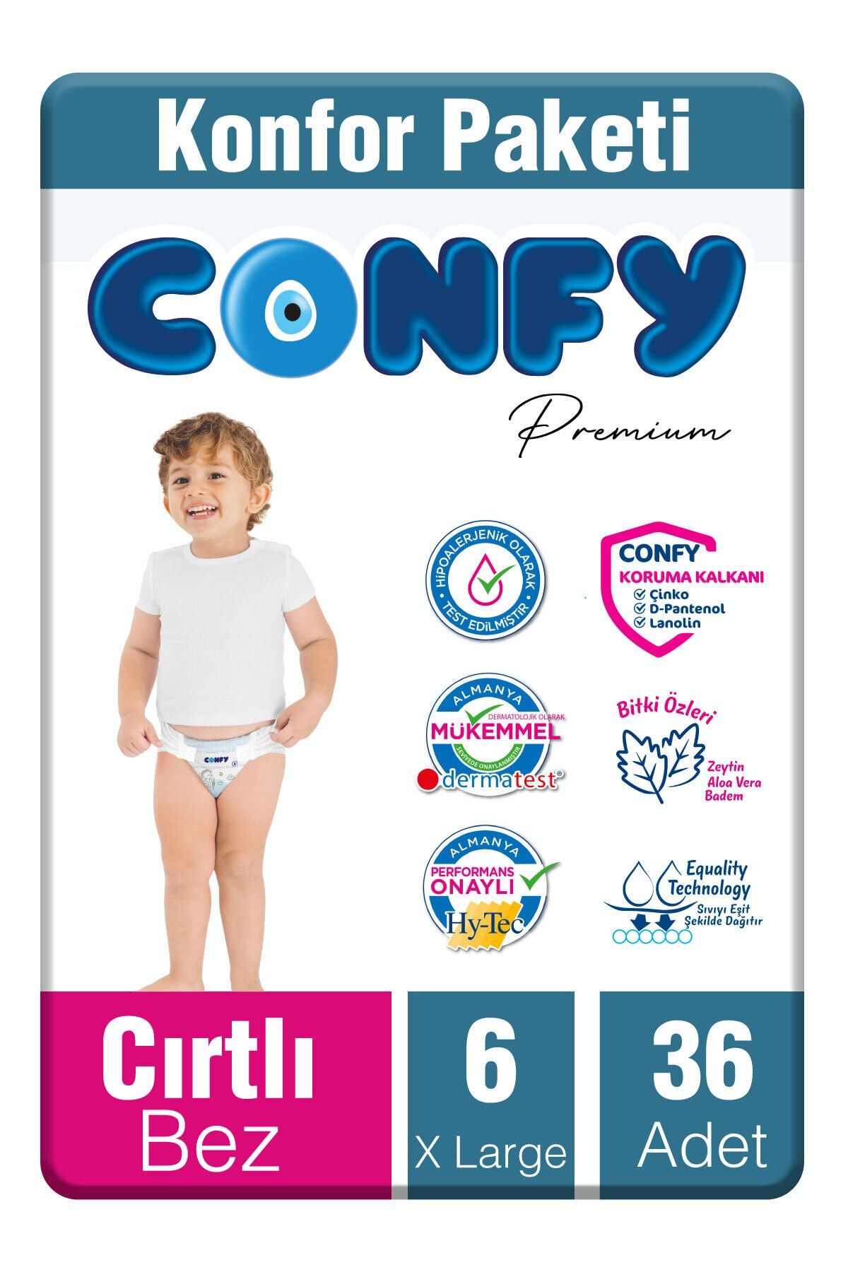 Confy Premium 6 Numara Bebek Bezi Extralarge +15 Kg 36 Adet