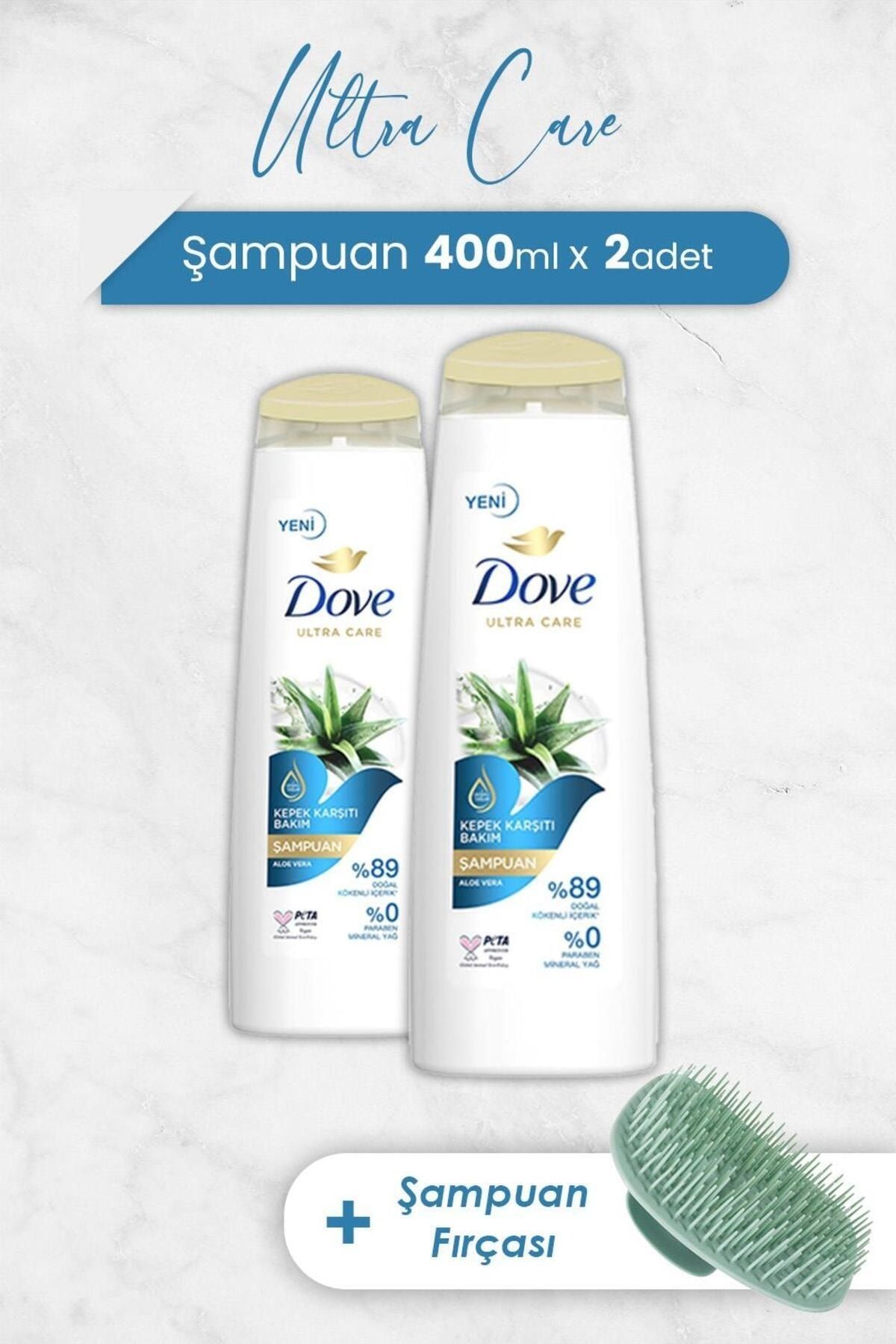 Dove Ultra Care Şampuan Aloe Vera 400 ml x 2 Adet ve Şampuan Fırçası