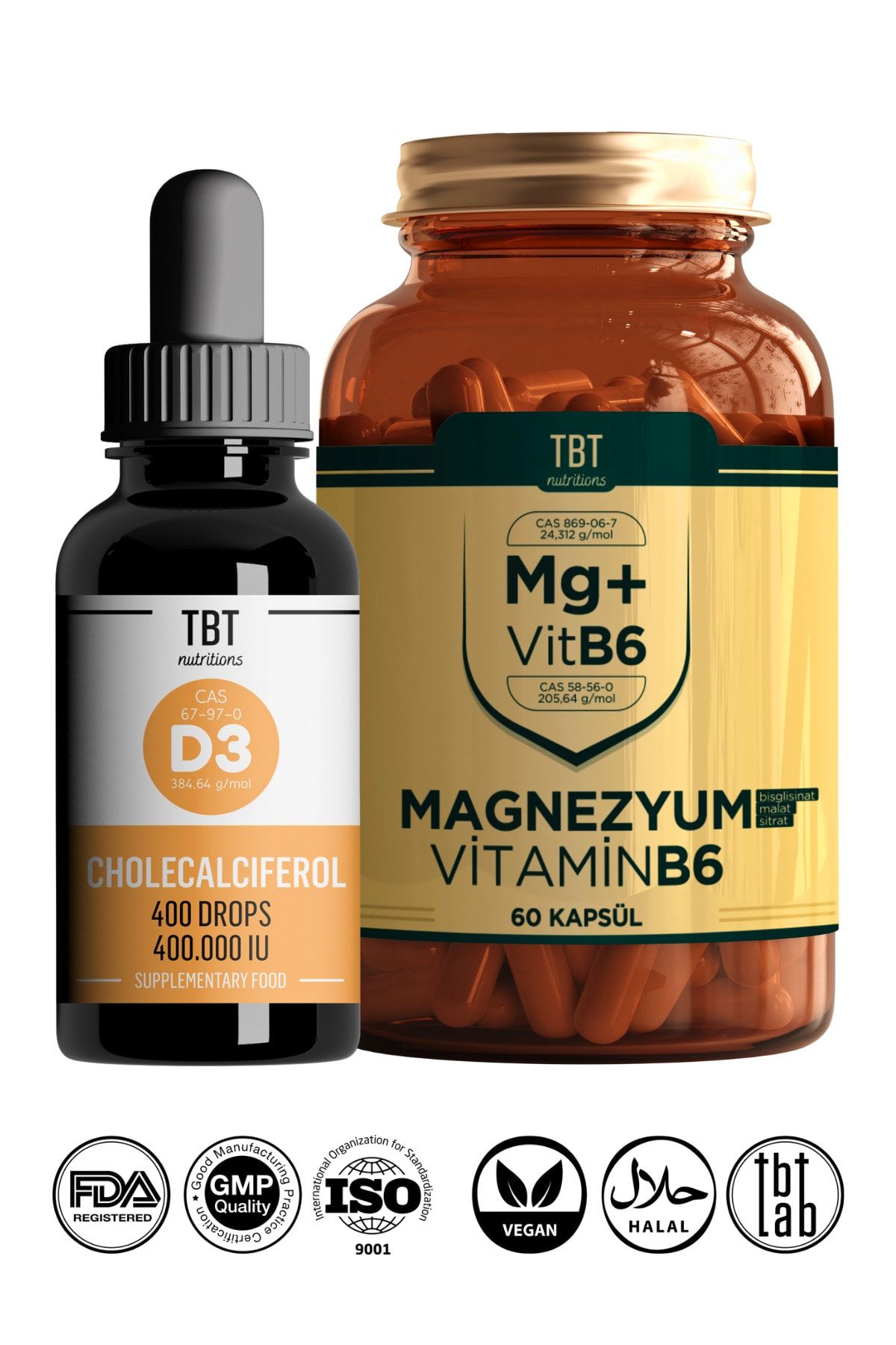 Tabitat Doğal Magnezyum Bisglisinat/malat/sitrat + Vitamin B6 - Vitamin D3 Kolekalsiferol