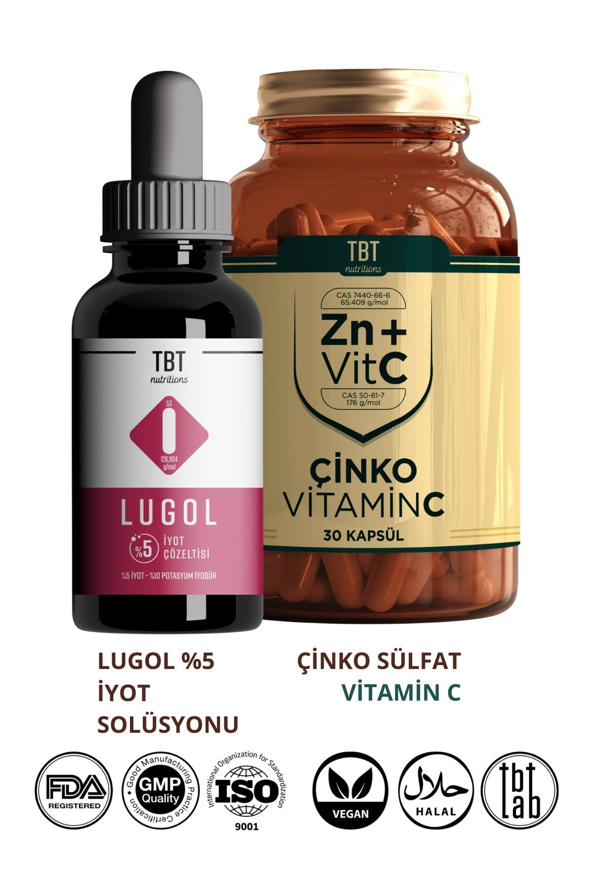 Tabitat Doğal Lugol %5 Iyot Solüsyonu - Çinko + Vitamin C Içeren Takviye Edici Gıda