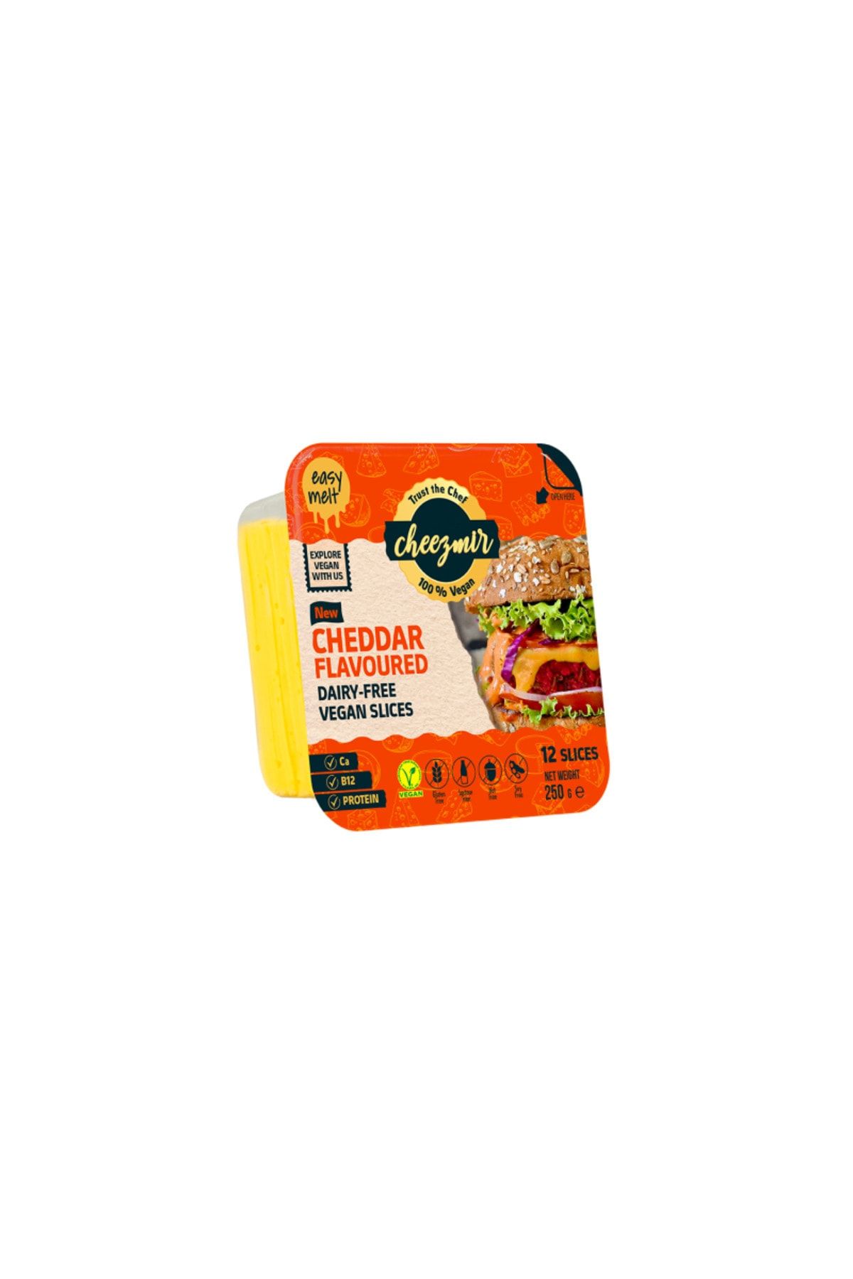 Cheezmir Cheddar Dilimli Peynir imsi Vegan Bitkisel Gıda 2'li Ekonomik Paket (250 gr. x 2 : 500 gr.)