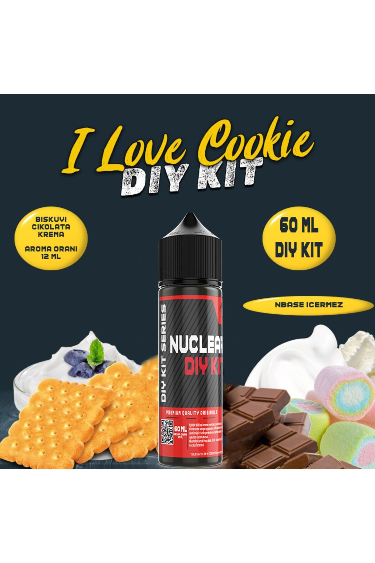 Nuclear Kimya İ Love Cookie - 60 ml Dıy Kit (ŞİŞEDE SADECE 12 ML AROMA VARDIR HAZIR DEĞİLDİR