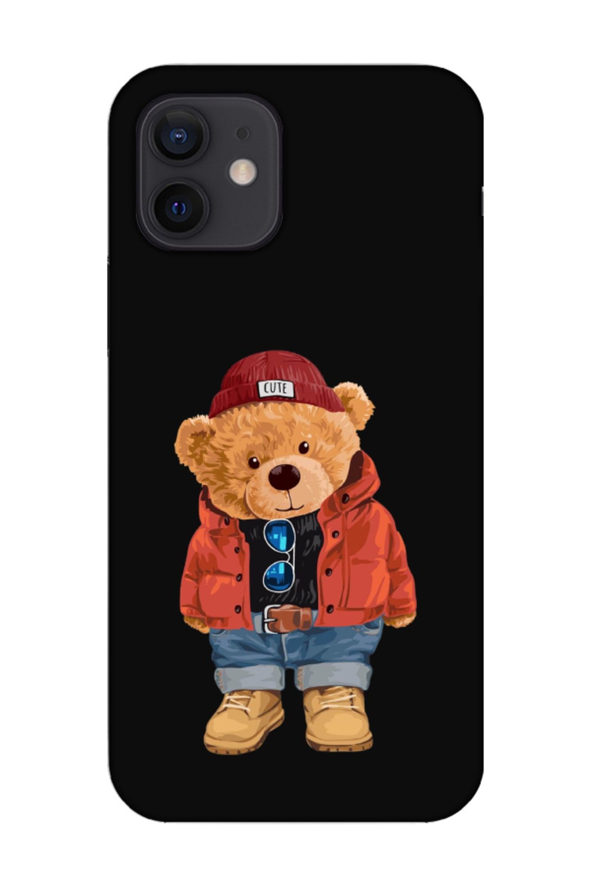 frondcase Iphone 12 Mini Teddy Bear Siyah Telefon Kılıfı