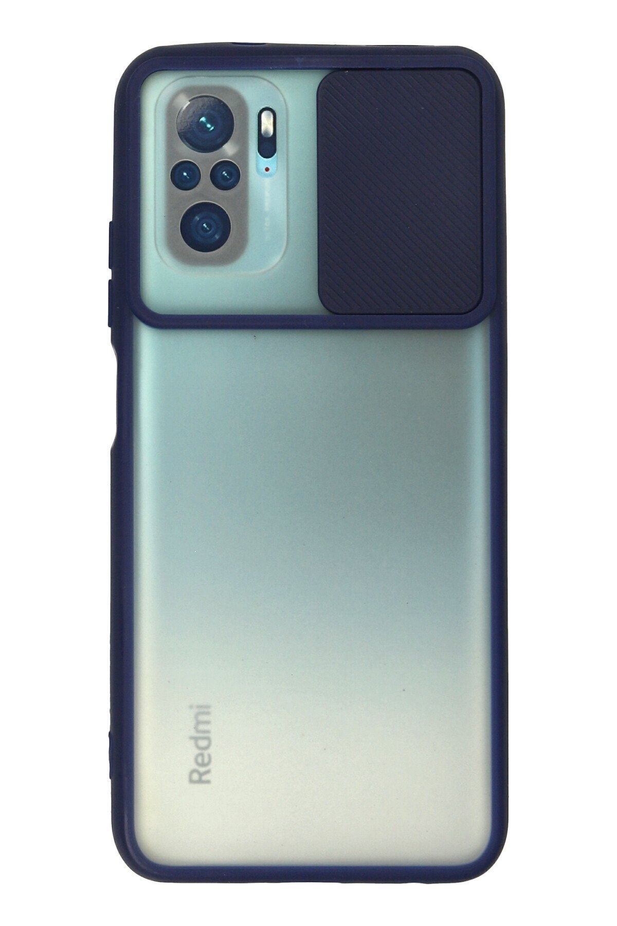 NewFace Xiaomi Redmi Note 10 Kılıf Palm Buzlu Kamera Sürgülü Silikon - Lacivert