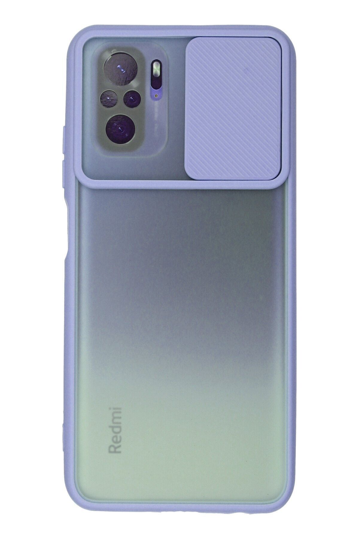 NewFace Xiaomi Redmi Note 10S Kılıf Palm Buzlu Kamera Sürgülü Silikon - Lila