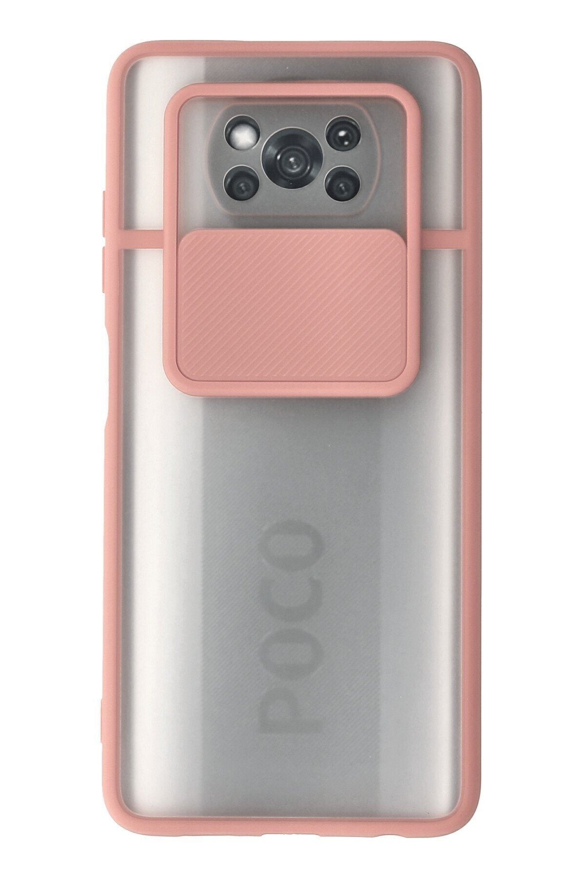 NewFace Xiaomi Pocophone X3 Pro Kılıf Palm Buzlu Kamera Sürgülü Silikon - Pembe
