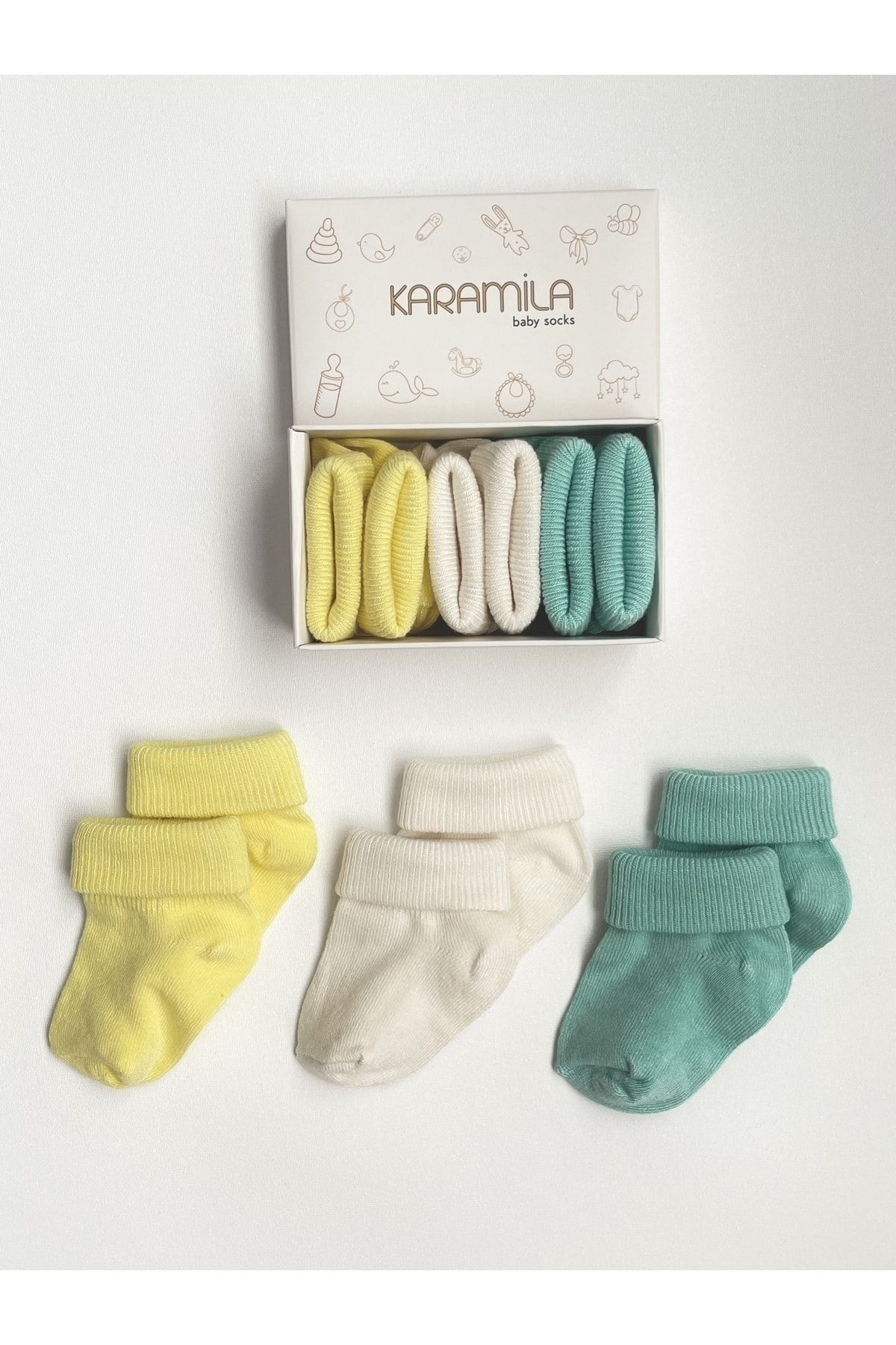 KARAMİLA Bebek 3'lü Set Bambu Çorap - Baby Bamboo Socks - Yenidoğan Çorap
