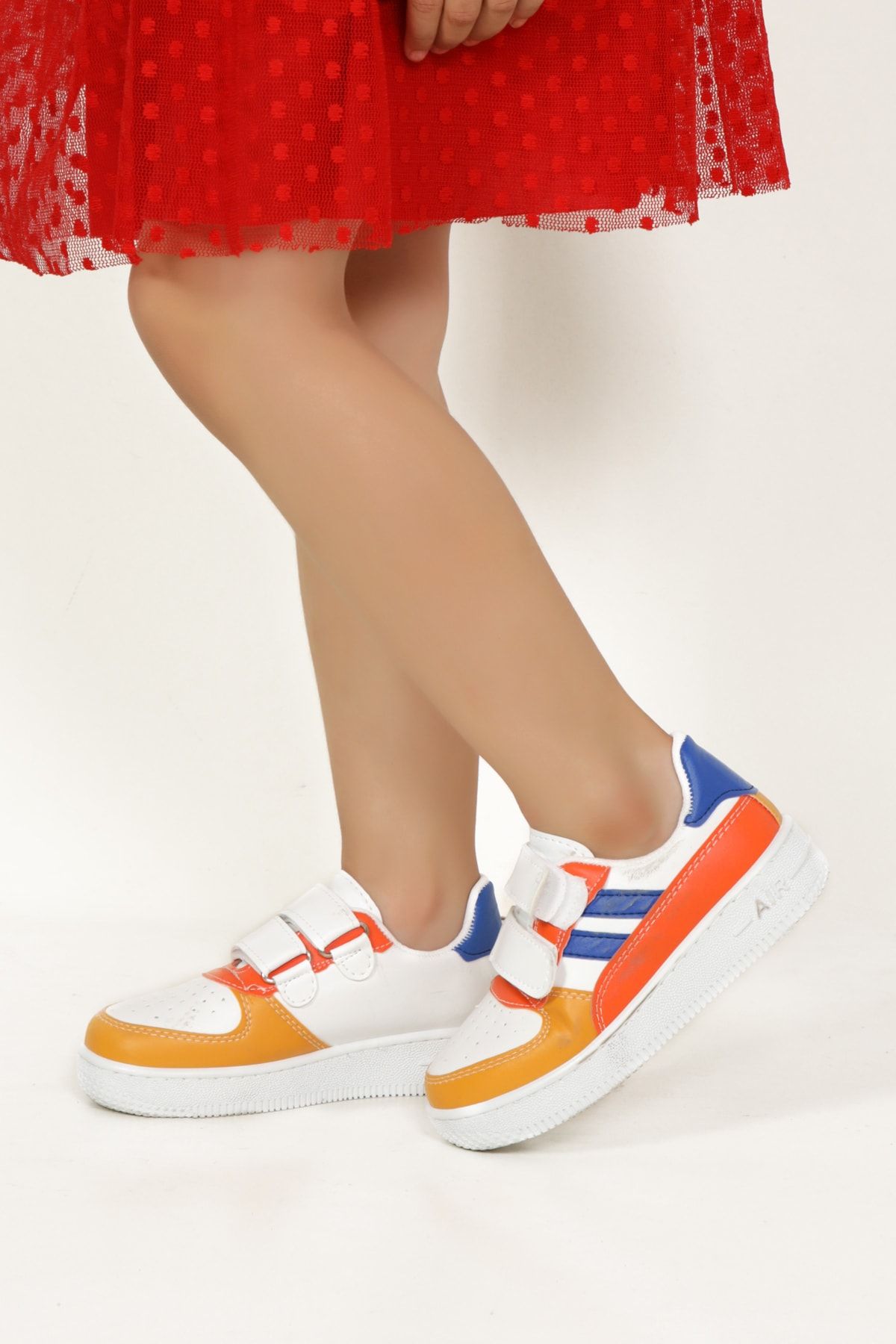 Moricha Genç Çocuk Renkli Şeritli Beyaz Spor Ayakkabı Sneaker
